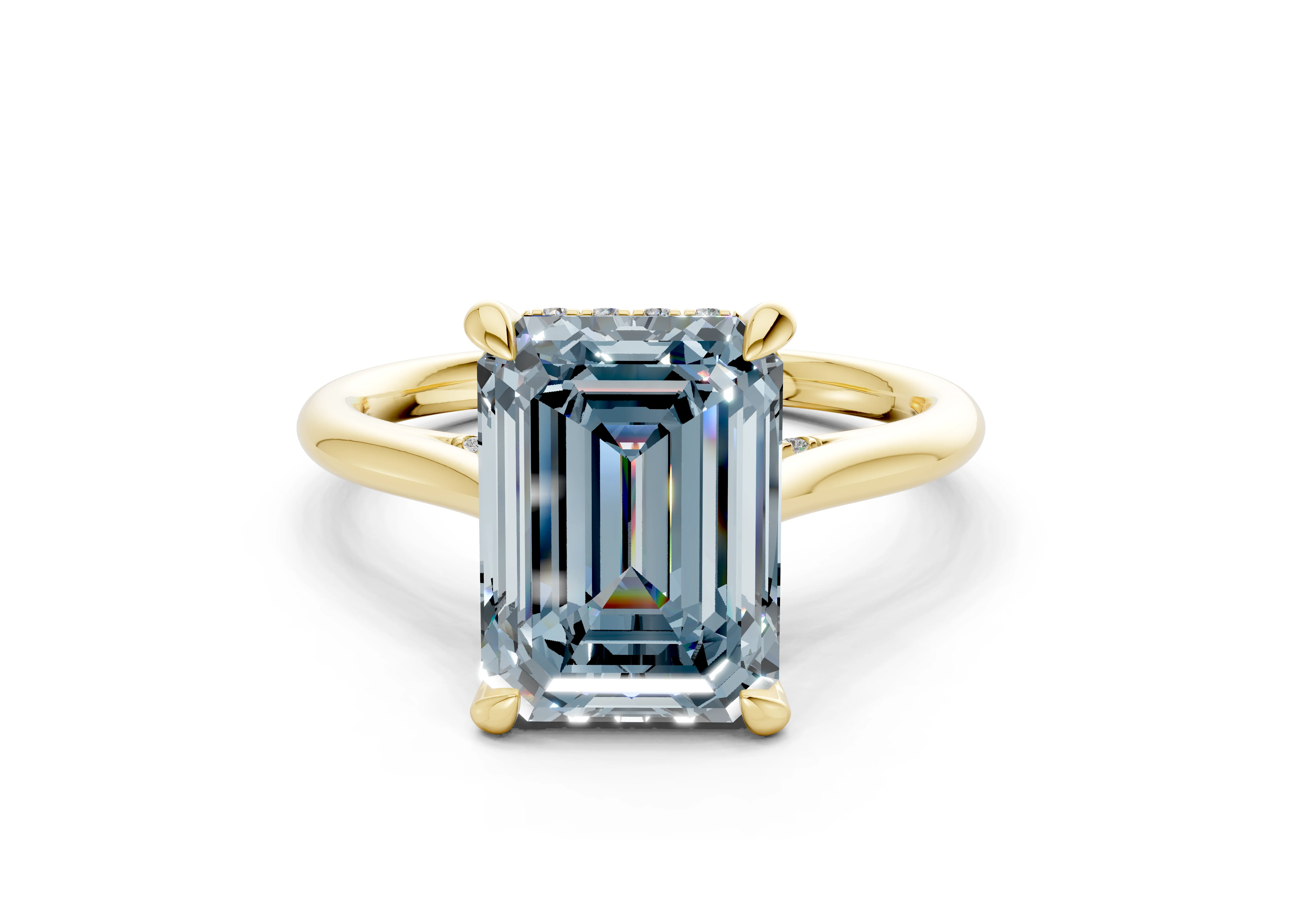 Piper Blue Diamond Solitaire Emerald Cut 2.2mm Engagement Ring