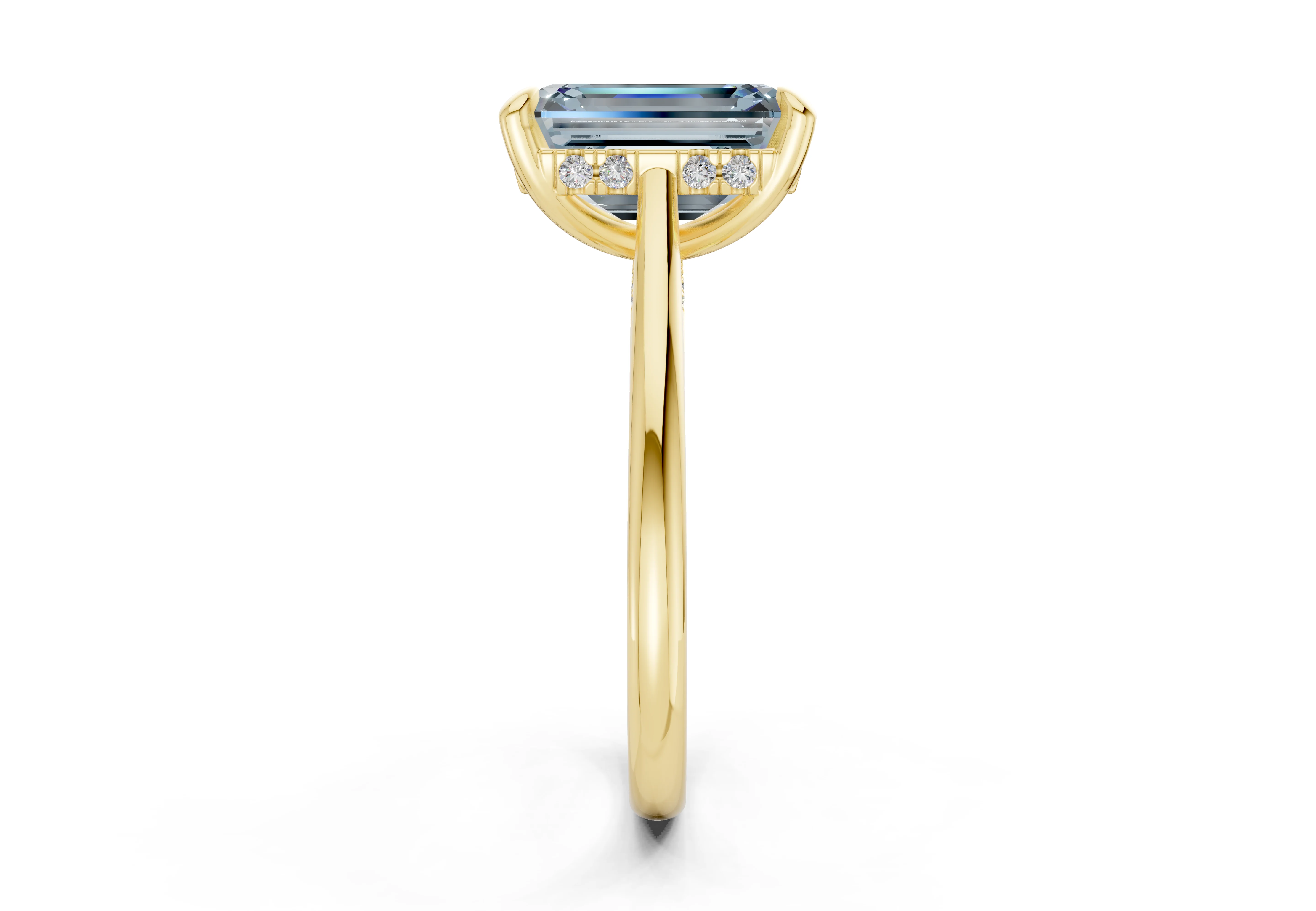 Piper Blue Diamond Solitaire Emerald Cut 2mm Engagement Ring - Image 3
