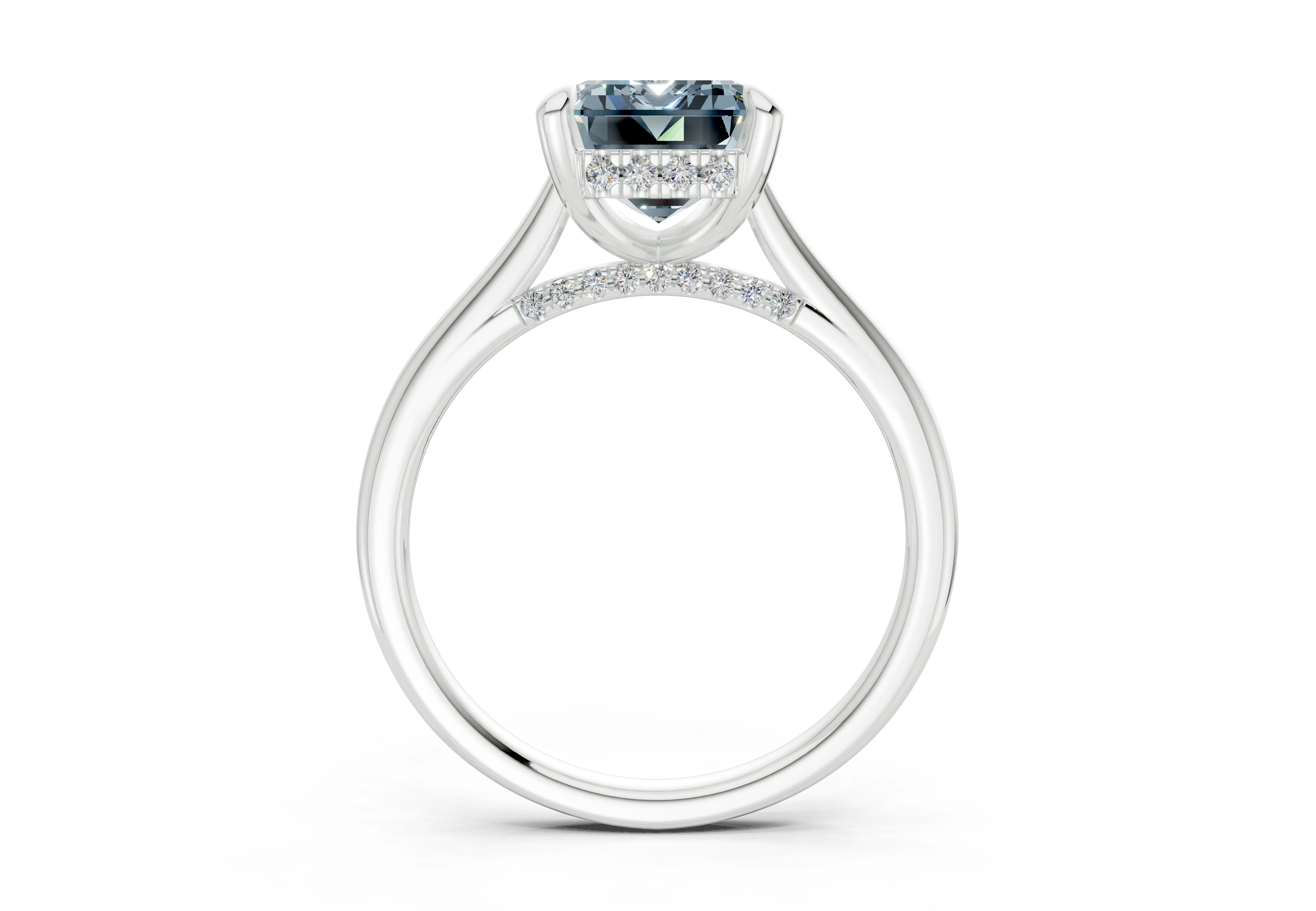 Piper Blue Diamond Solitaire Emerald Cut 2mm Engagement Ring - Image 8