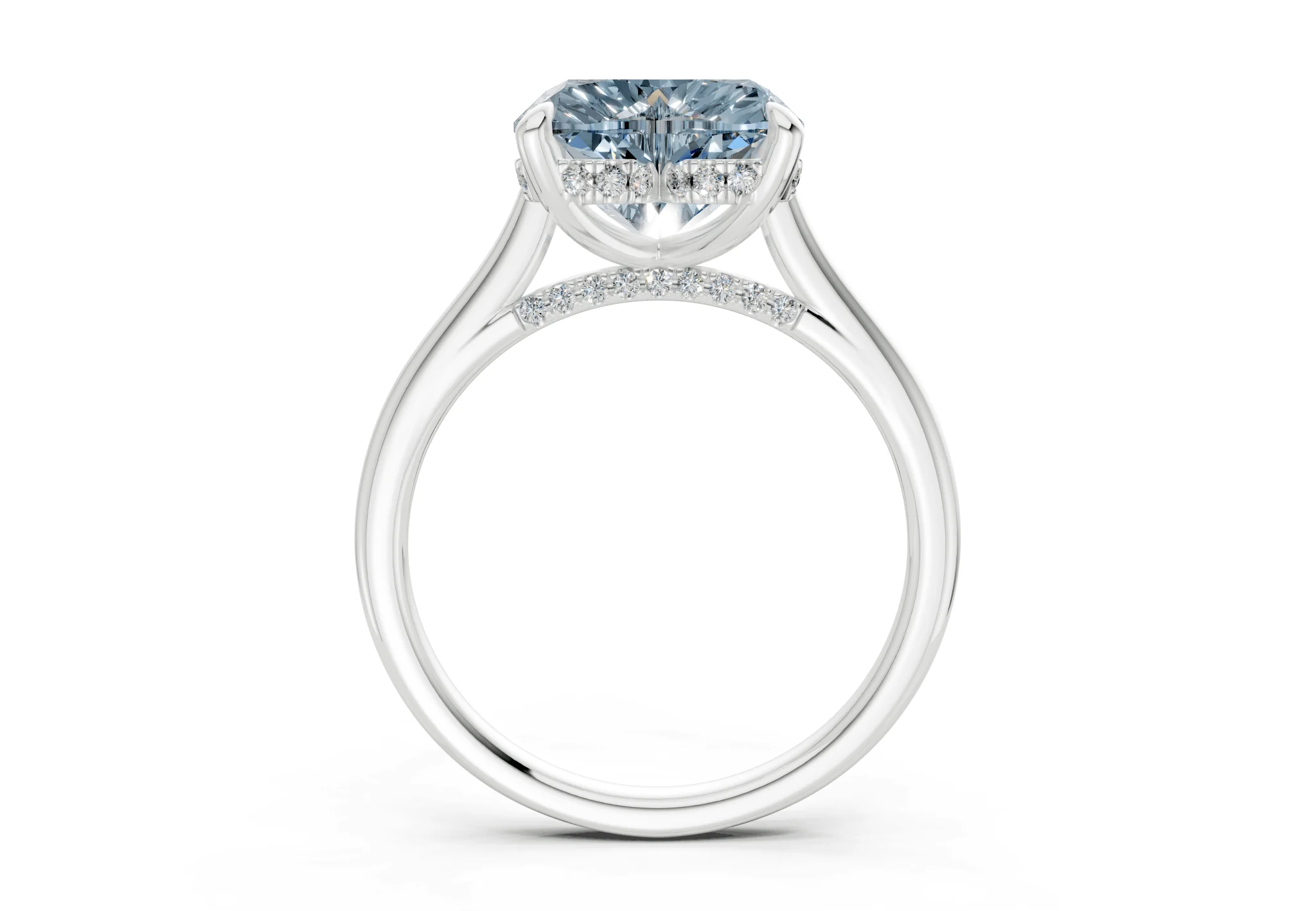 Piper Blue Diamond Solitaire Heart Cut 2.3mm Engagement Ring - Image 8