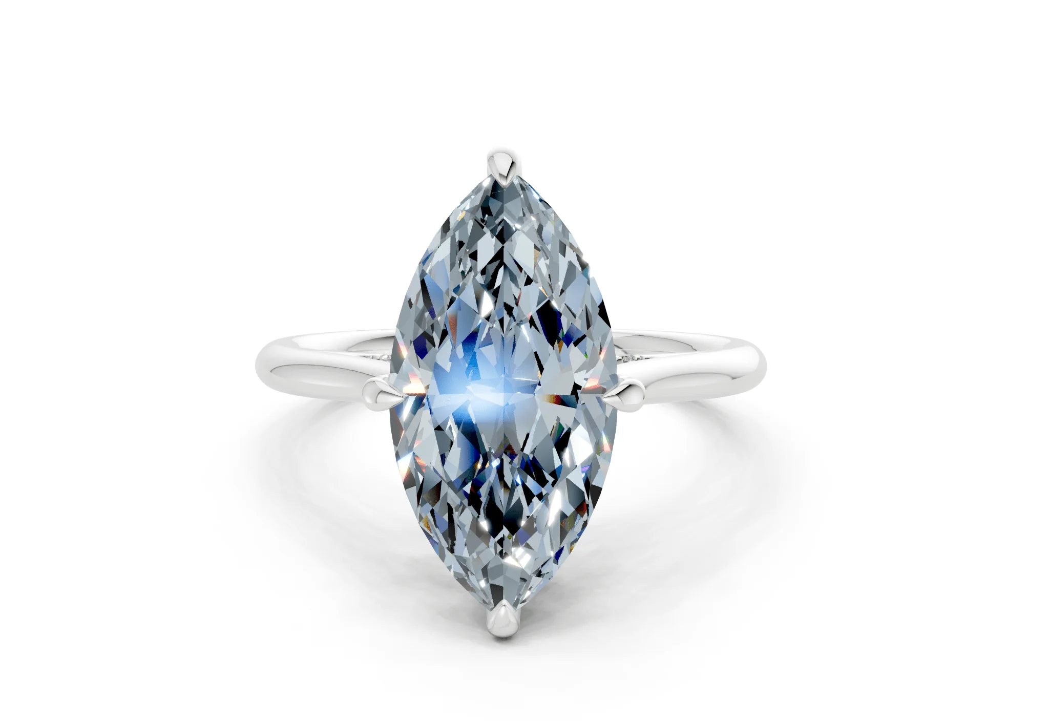 Piper Blue Diamond Solitaire Marquise Cut 1.8mm Engagement Ring - Image 7