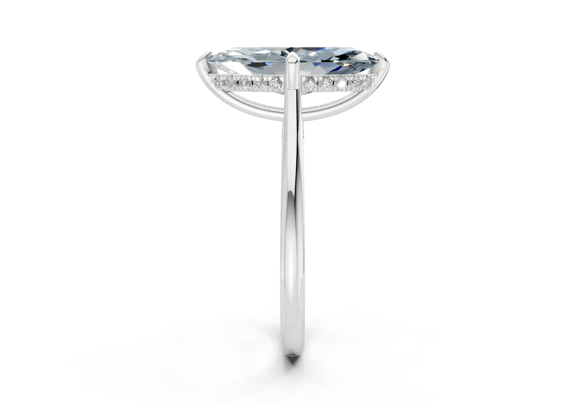 Piper Blue Diamond Solitaire Marquise Cut 1.8mm Engagement Ring - Image 9