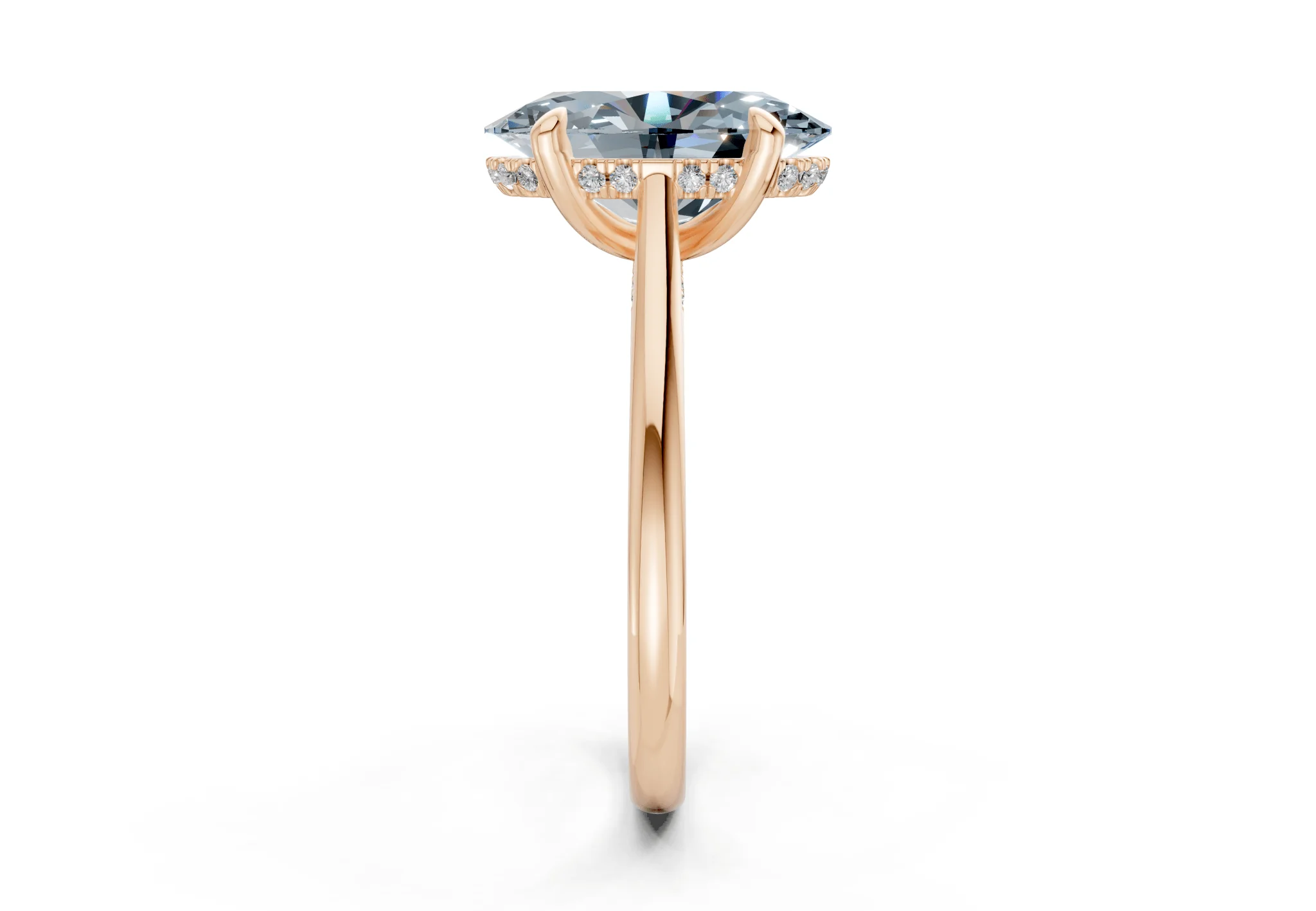 Piper Blue Diamond Solitaire Oval Cut 1.8mm Engagement Ring - Image 6