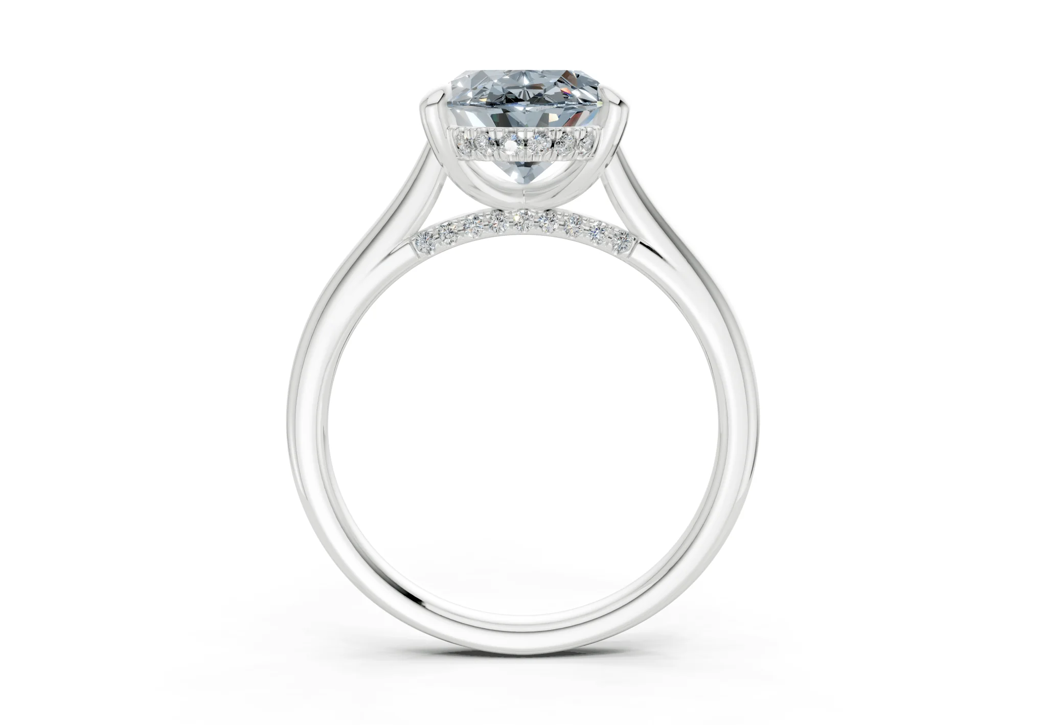 Piper Blue Diamond Solitaire Oval Cut 1.8mm Engagement Ring - Image 8