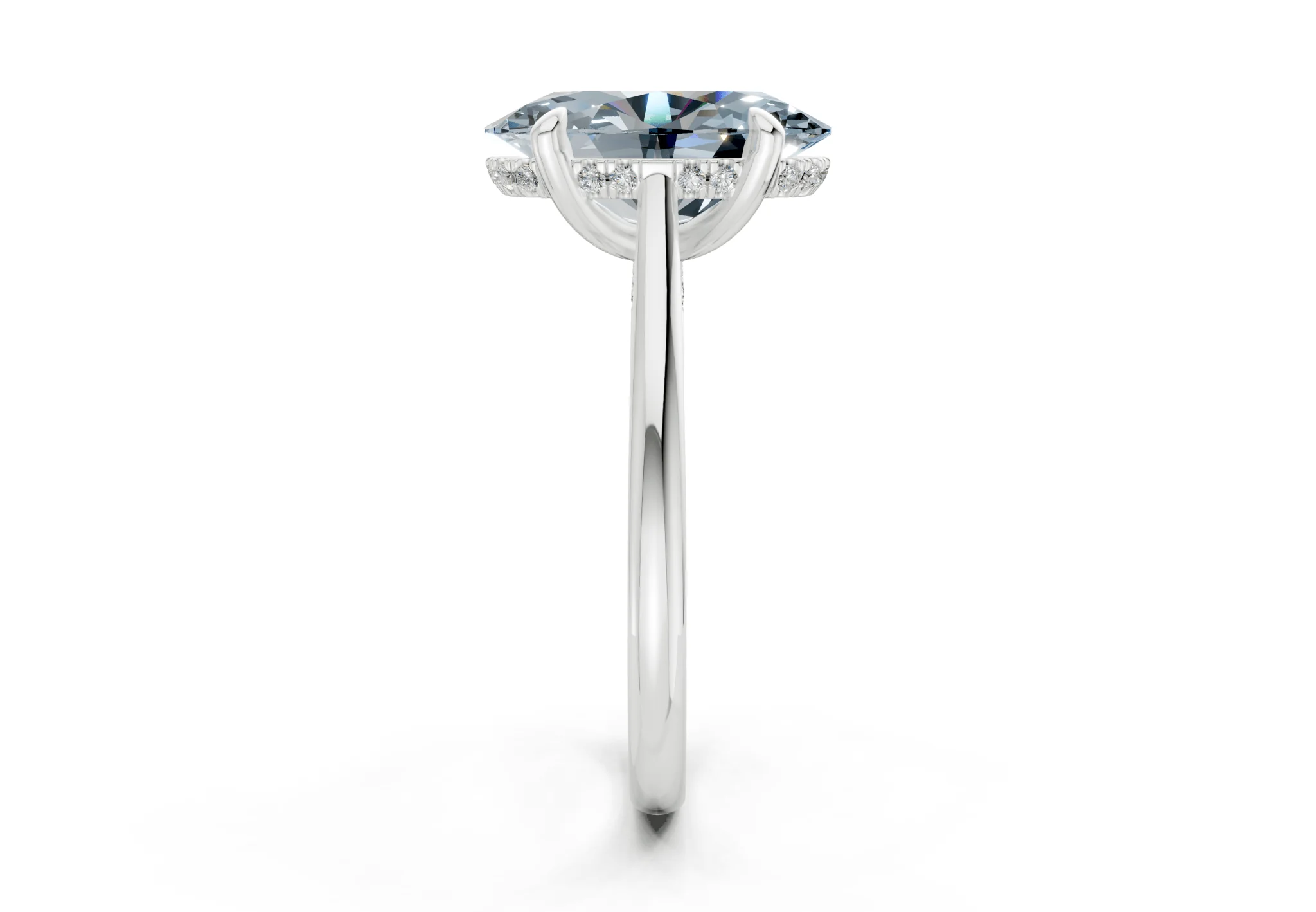 Piper Blue Diamond Solitaire Oval Cut 1.8mm Engagement Ring - Image 9