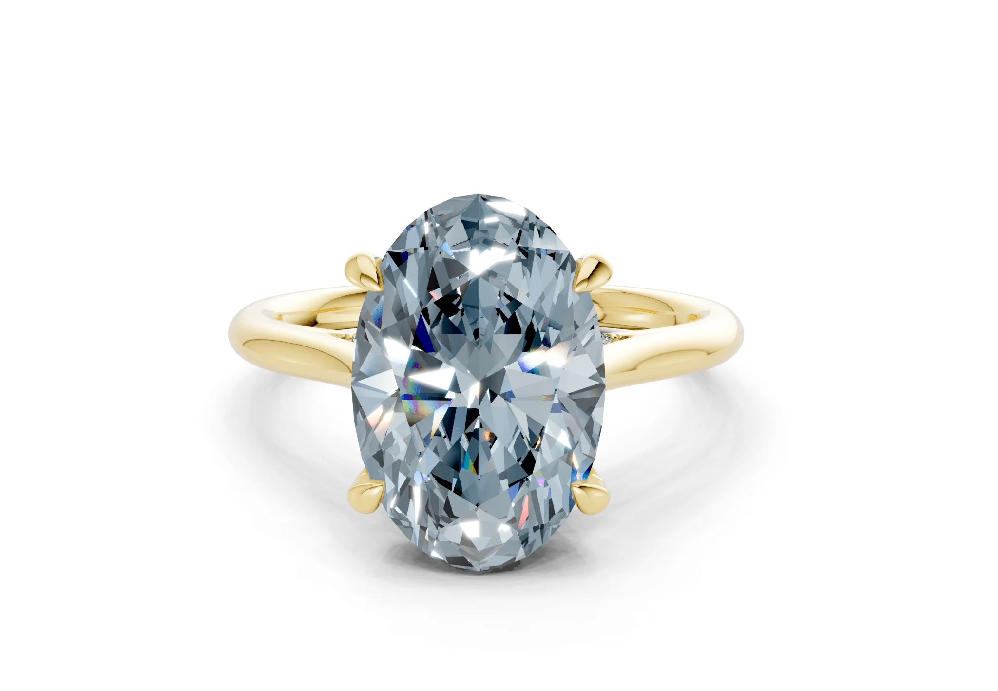 Piper Blue Diamond Solitaire Oval Cut 2mm Engagement Ring