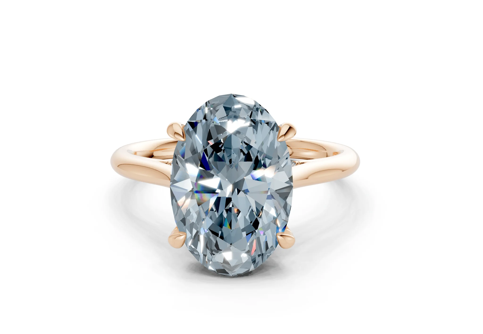 Piper Blue Diamond Solitaire Oval Cut 2mm Engagement Ring - Image 4