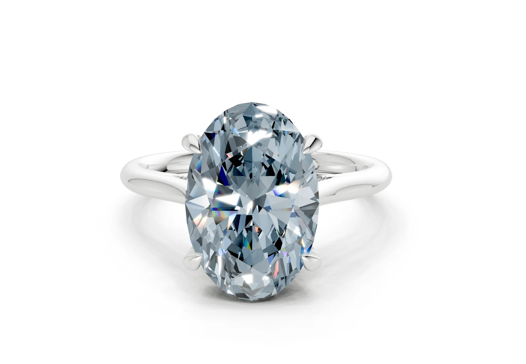 Piper Blue Diamond Solitaire Oval Cut 2mm Engagement Ring - Image 7