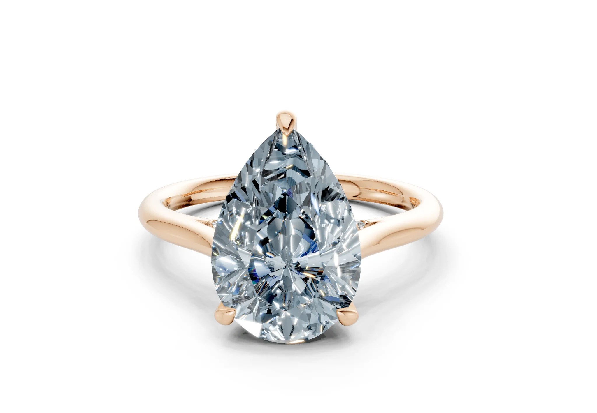 Piper Blue Diamond Solitaire Pear Cut 2.3mm Engagement Ring - Image 4