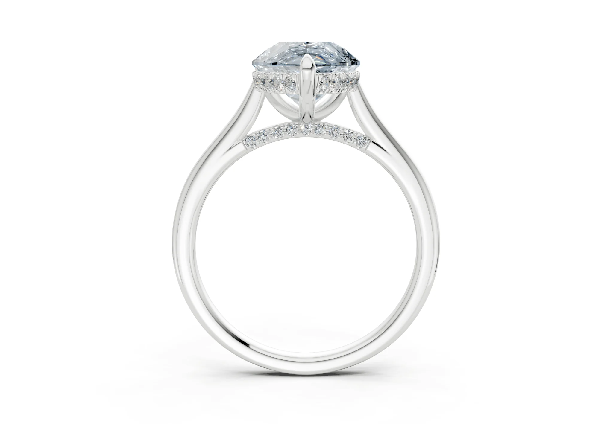 Piper Blue Diamond Solitaire Pear Cut 2.3mm Engagement Ring - Image 8