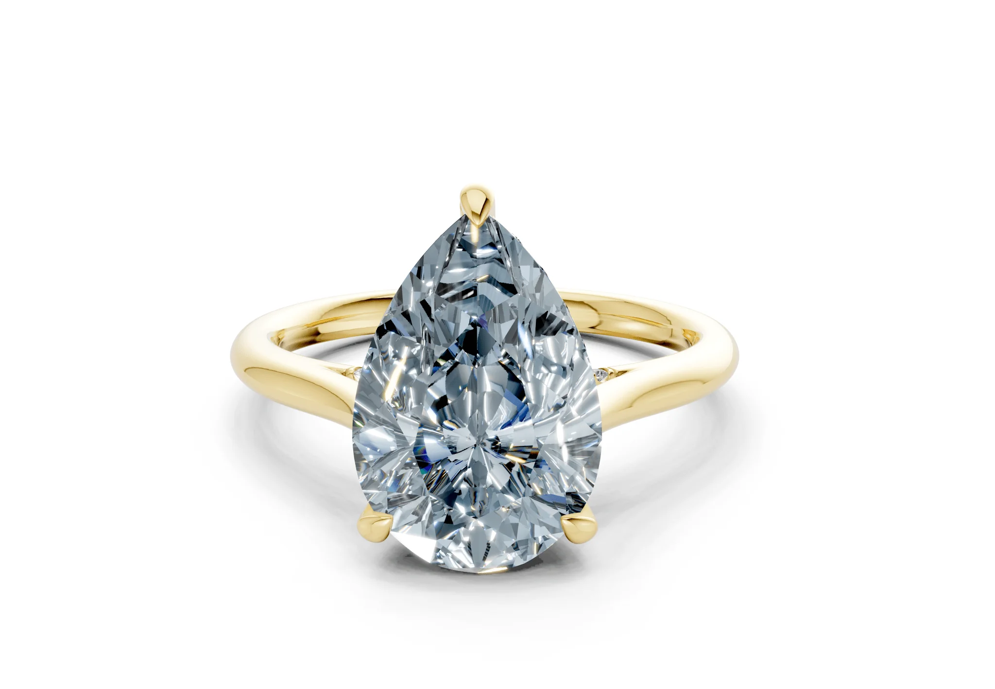 Piper Blue Diamond Solitaire Pear Cut 2mm Engagement Ring