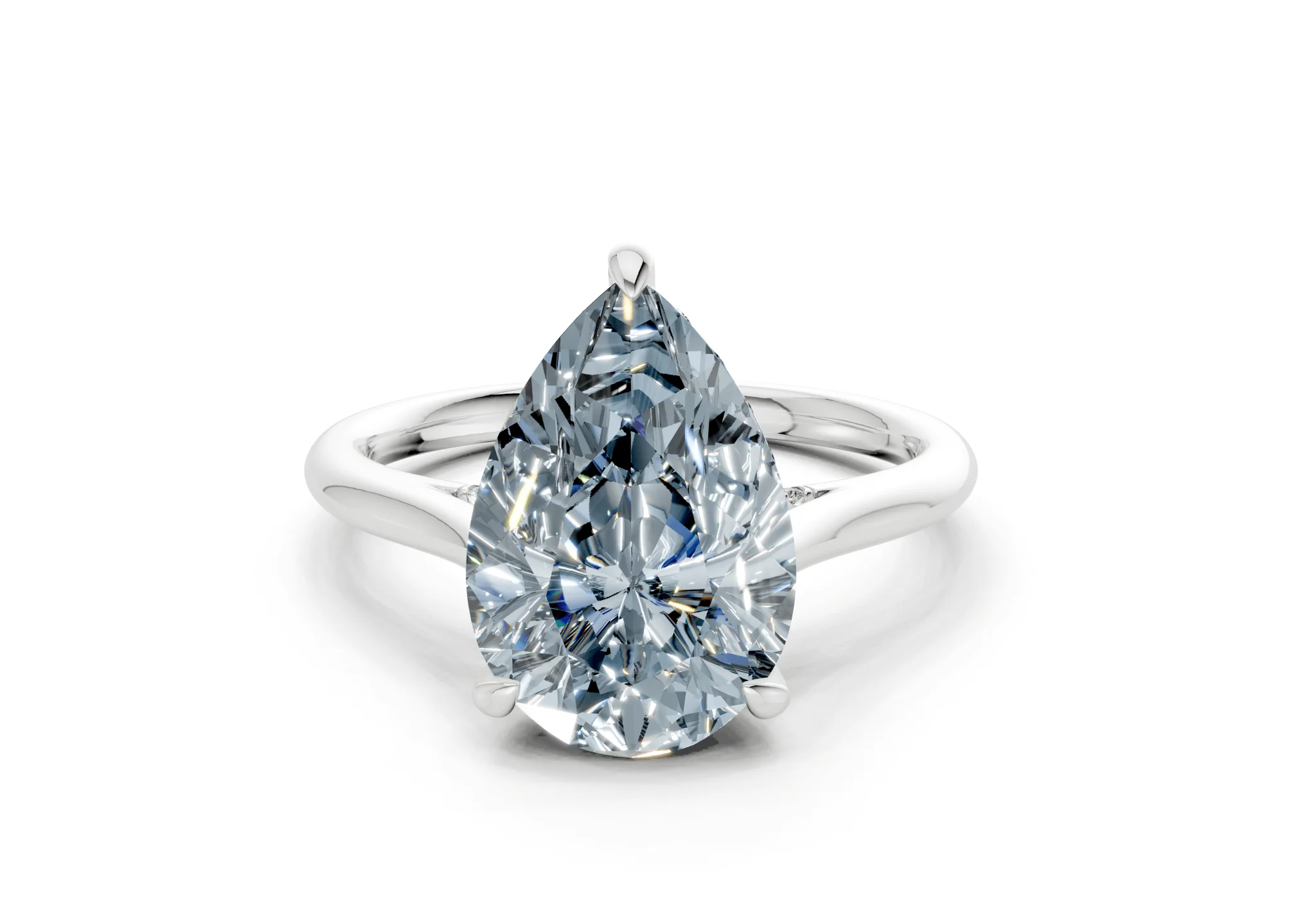 Piper Blue Diamond Solitaire Pear Cut 2mm Engagement Ring - Image 7