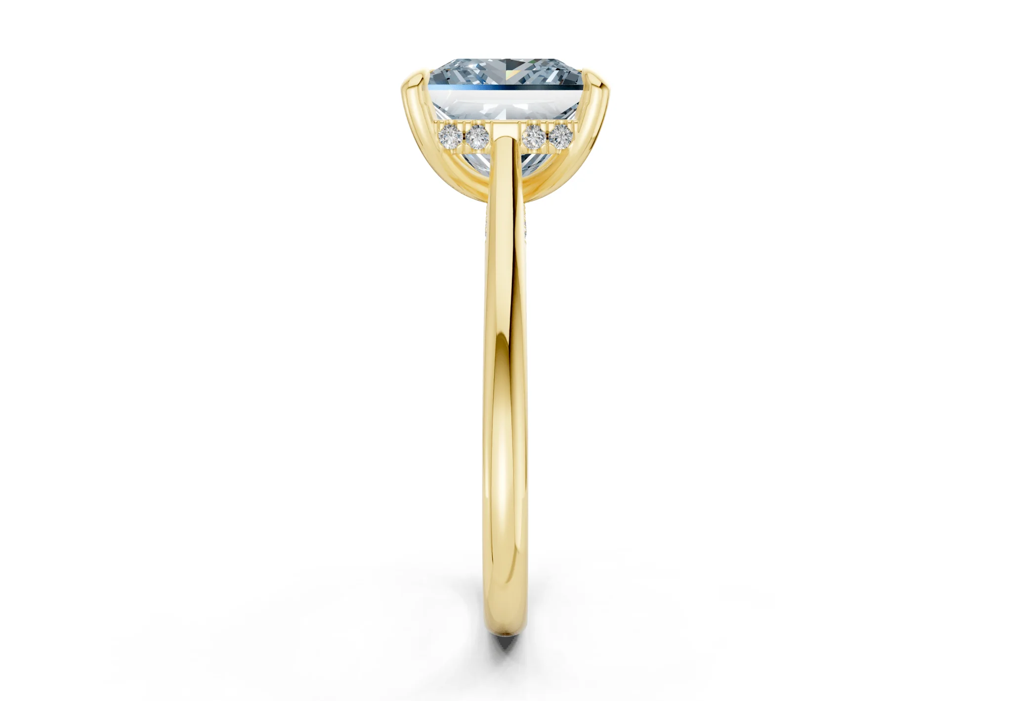 Piper Blue Diamond Solitaire Princess Cut 2.3mm Engagement Ring - Image 3