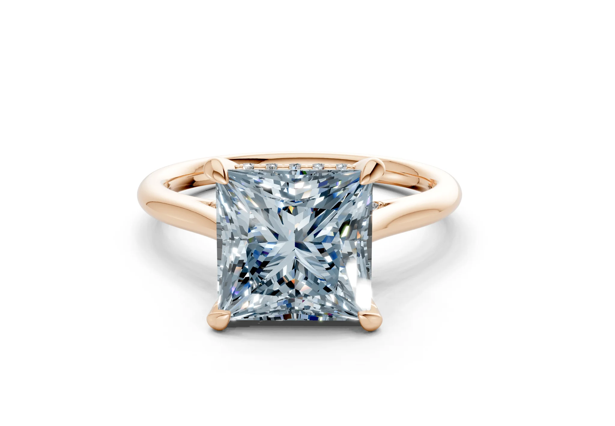 Piper Blue Diamond Solitaire Princess Cut 2mm Engagement Ring - Image 4