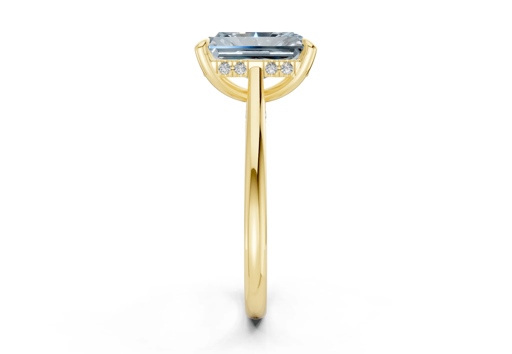 Piper Blue Diamond Solitaire Radiant Cut 1.8mm Engagement Ring - Image 3
