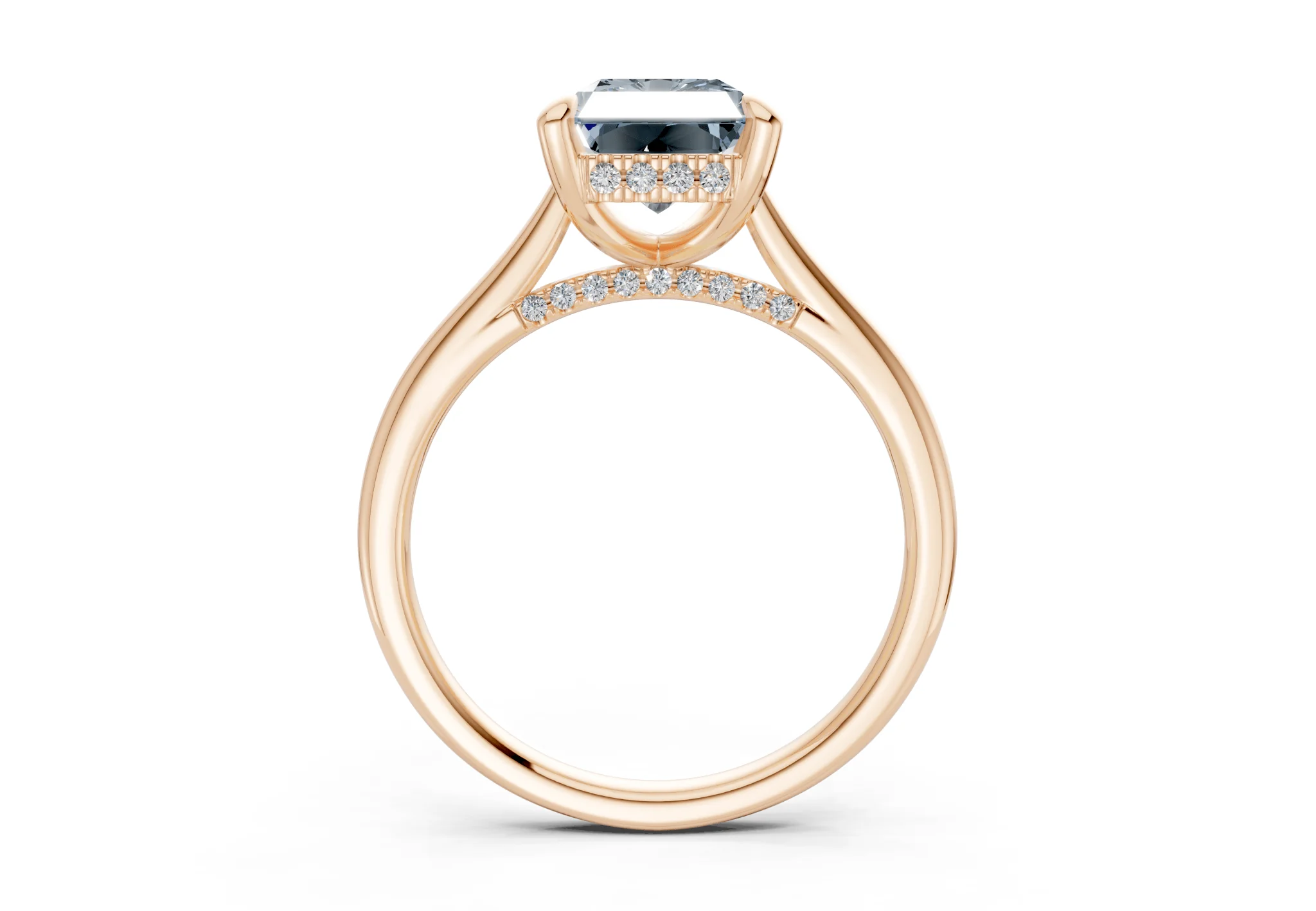Piper Blue Diamond Solitaire Radiant Cut 1.8mm Engagement Ring - Image 5