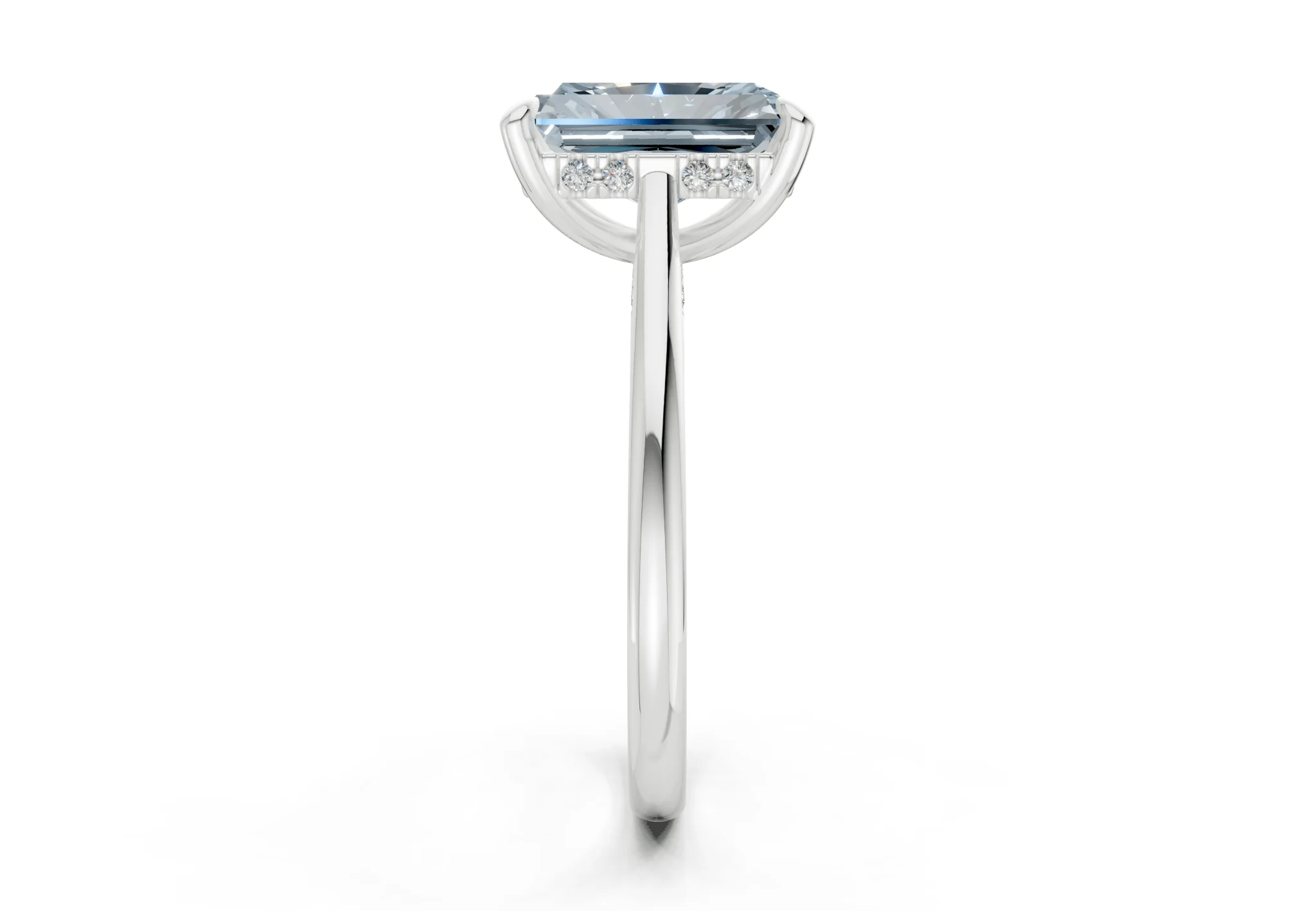 Piper Blue Diamond Solitaire Radiant Cut 1.8mm Engagement Ring - Image 9