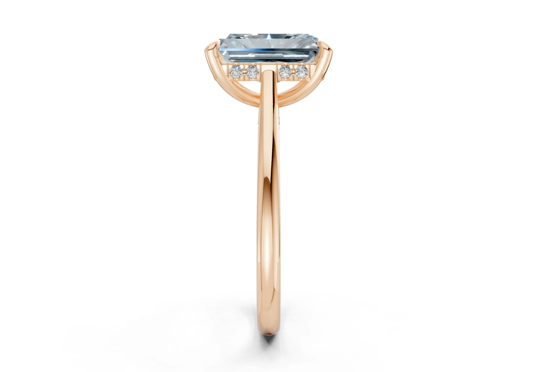 Piper Blue Diamond Solitaire Radiant Cut 2.2mm Engagement Ring - Image 6