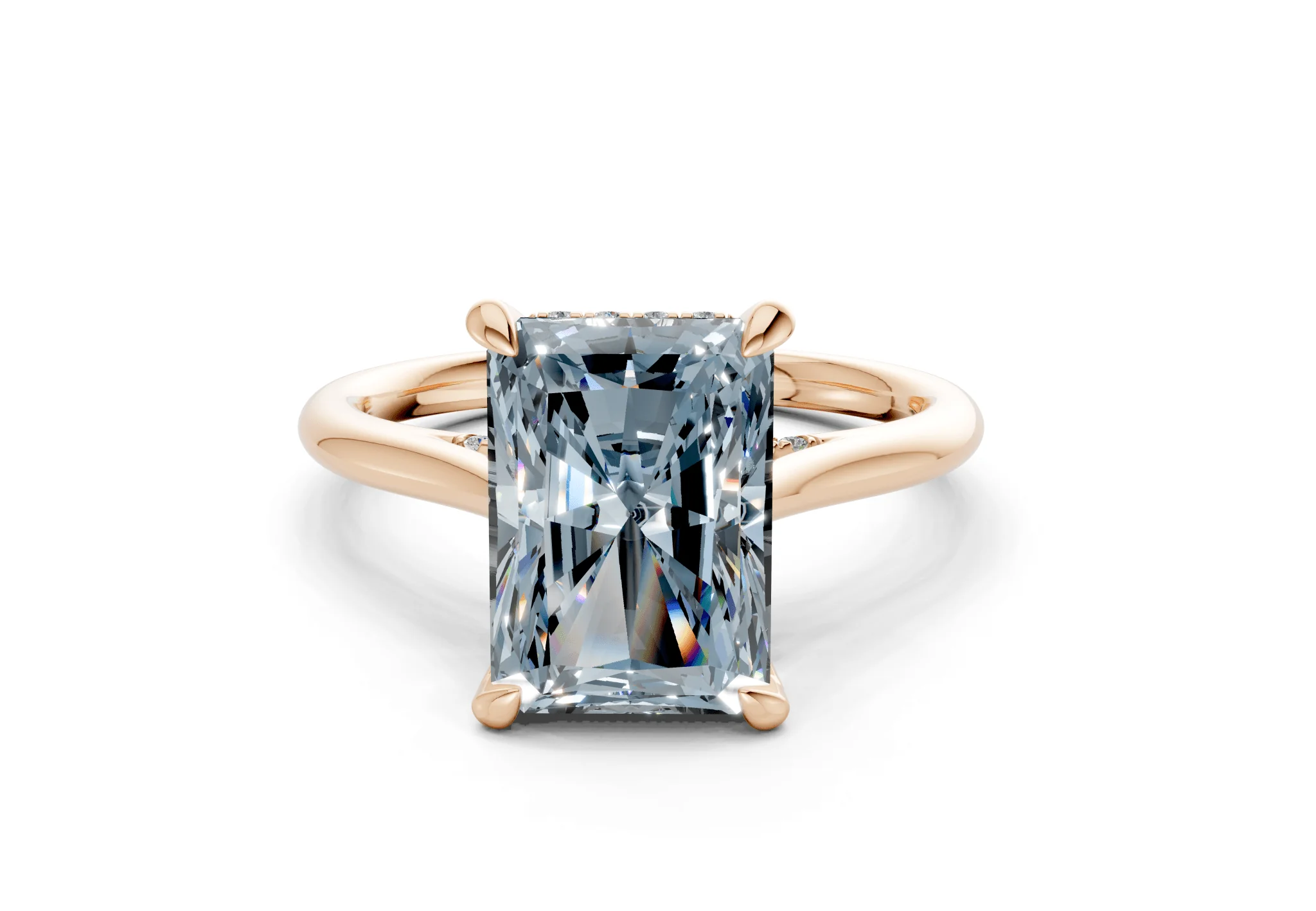 Piper Blue Diamond Solitaire Radiant Cut 2mm Engagement Ring - Image 4