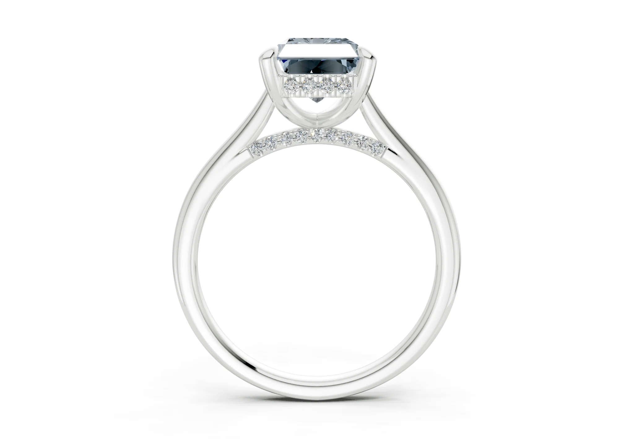 Piper Blue Diamond Solitaire Radiant Cut 2mm Engagement Ring - Image 8