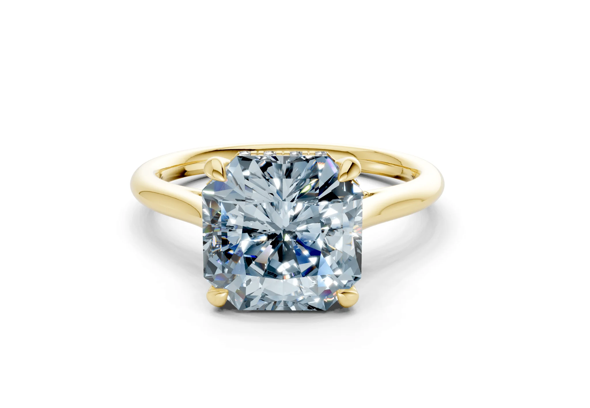 Piper Blue Diamond Solitaire Radiant Squareuare Cut 1.8mm Engagement Ring