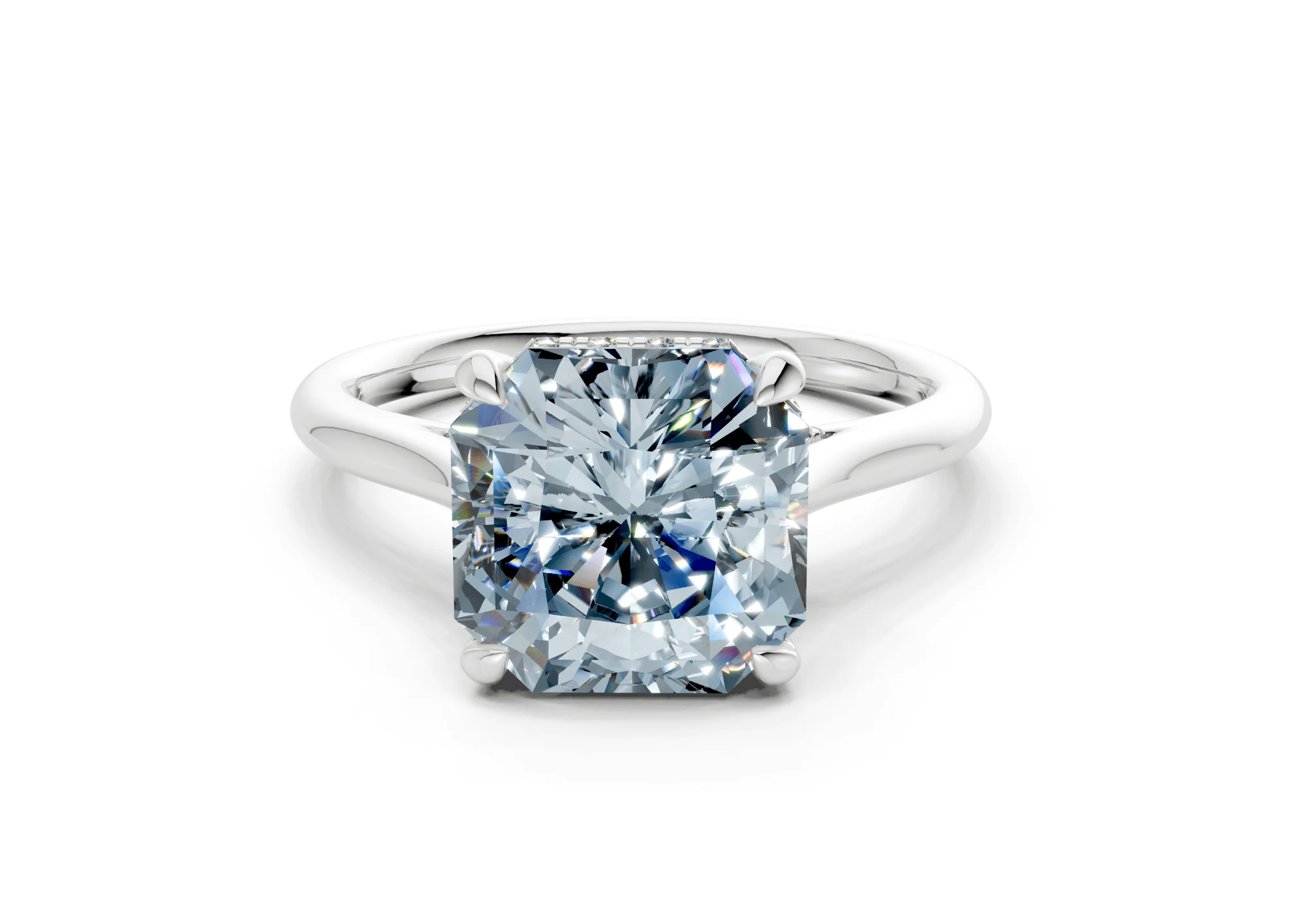 Piper Blue Diamond Solitaire Radiant Squareuare Cut 2mm Engagement Ring - Image 7