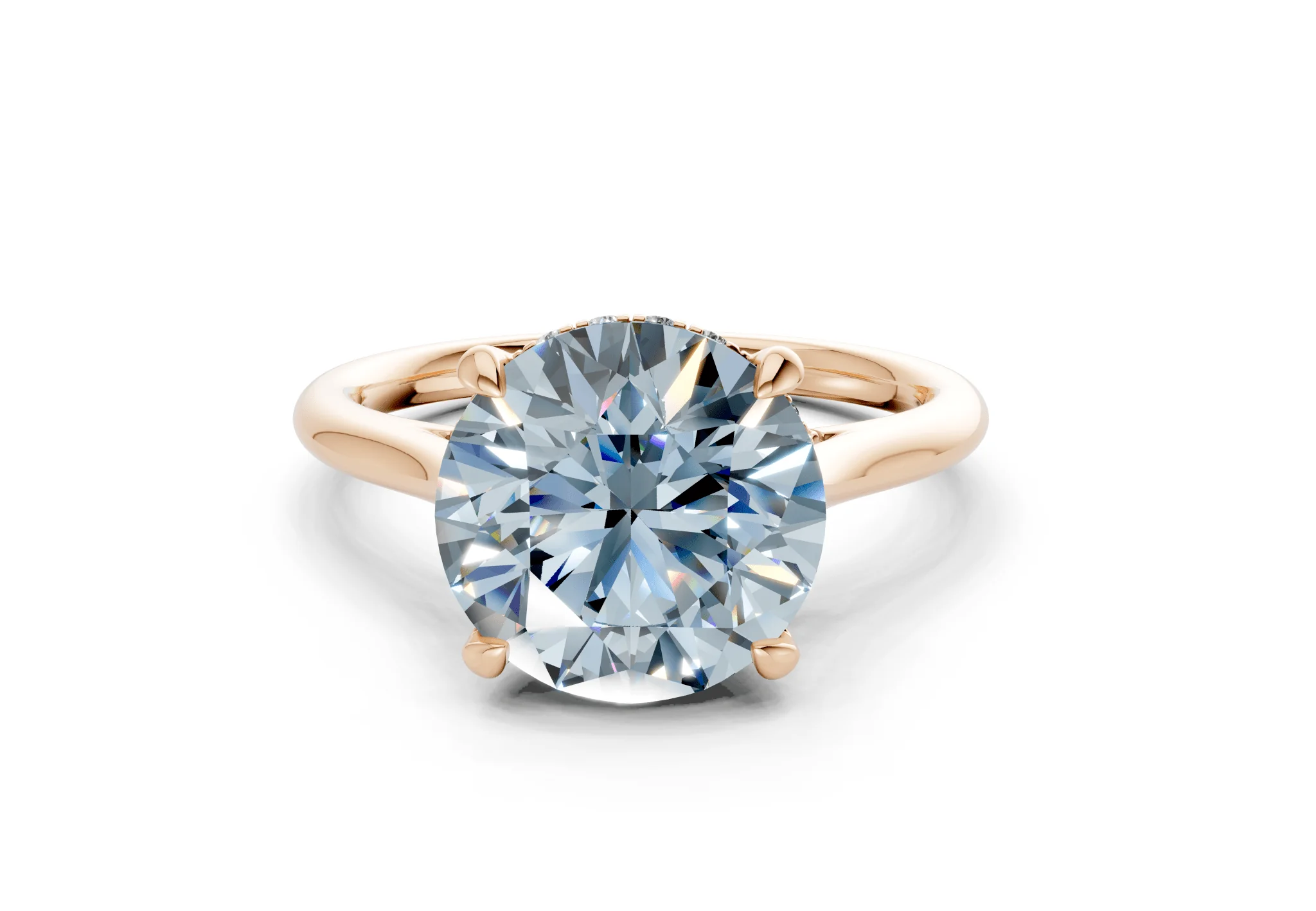 Piper Blue Diamond Solitaire Round Cut 2.3mm Engagement Ring - Image 4