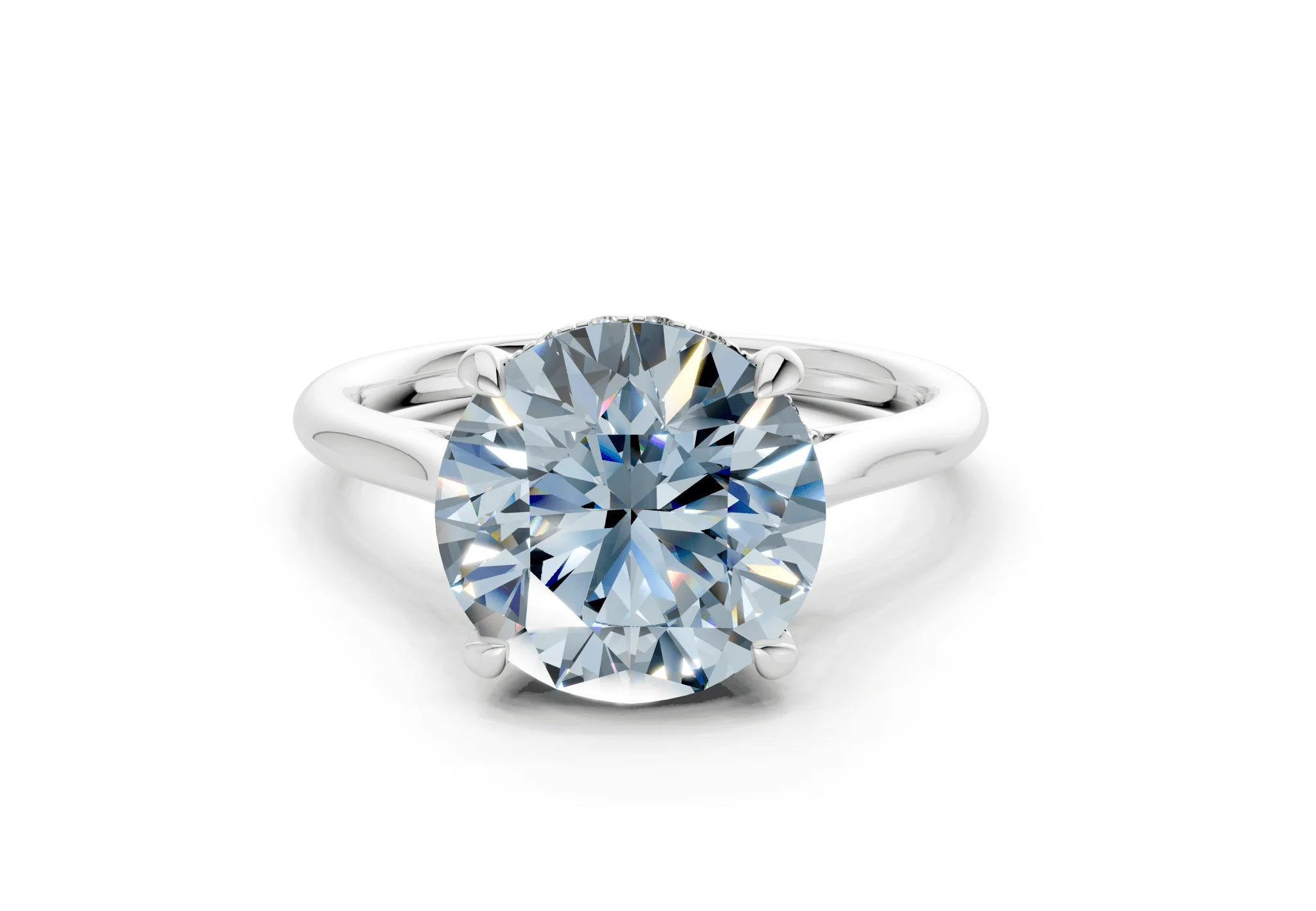 Piper Blue Diamond Solitaire Round Cut 2mm Engagement Ring - Image 7