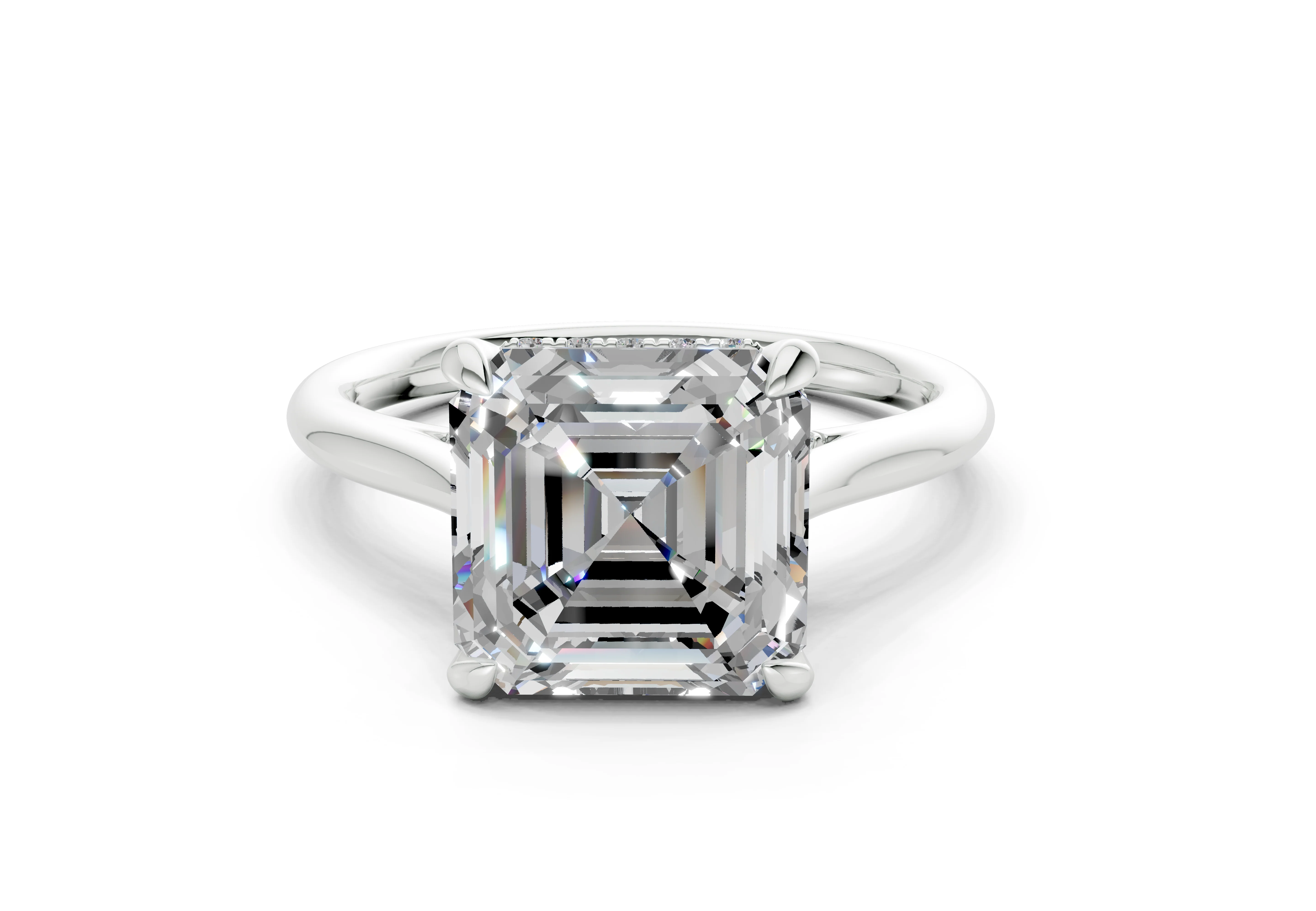 Piper Diamond Solitaire Asscher Cut 2.3mm Engagement Ring - Image 7