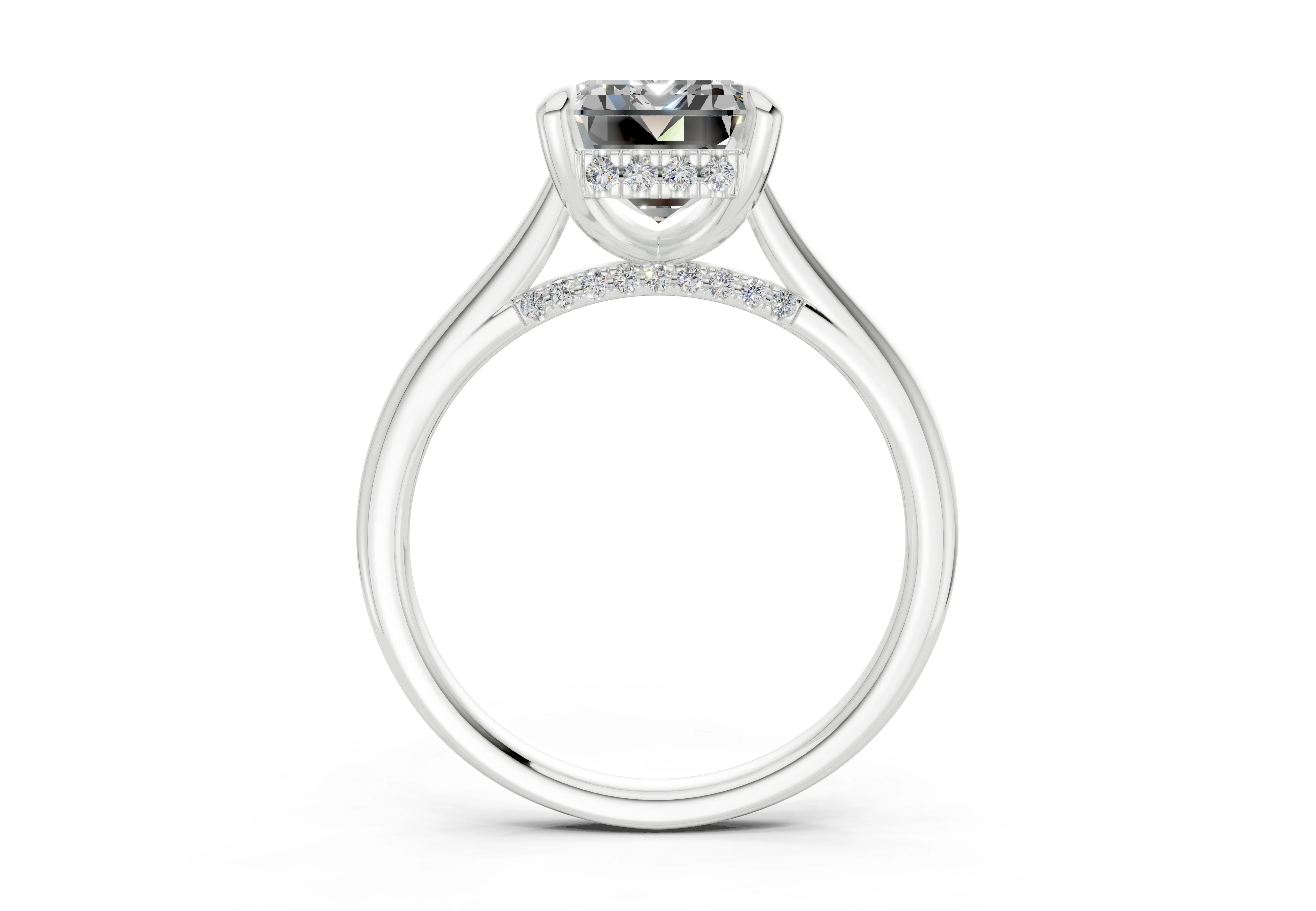 Piper Diamond Solitaire Emerald Cut 1.8mm Engagement Ring - Image 8