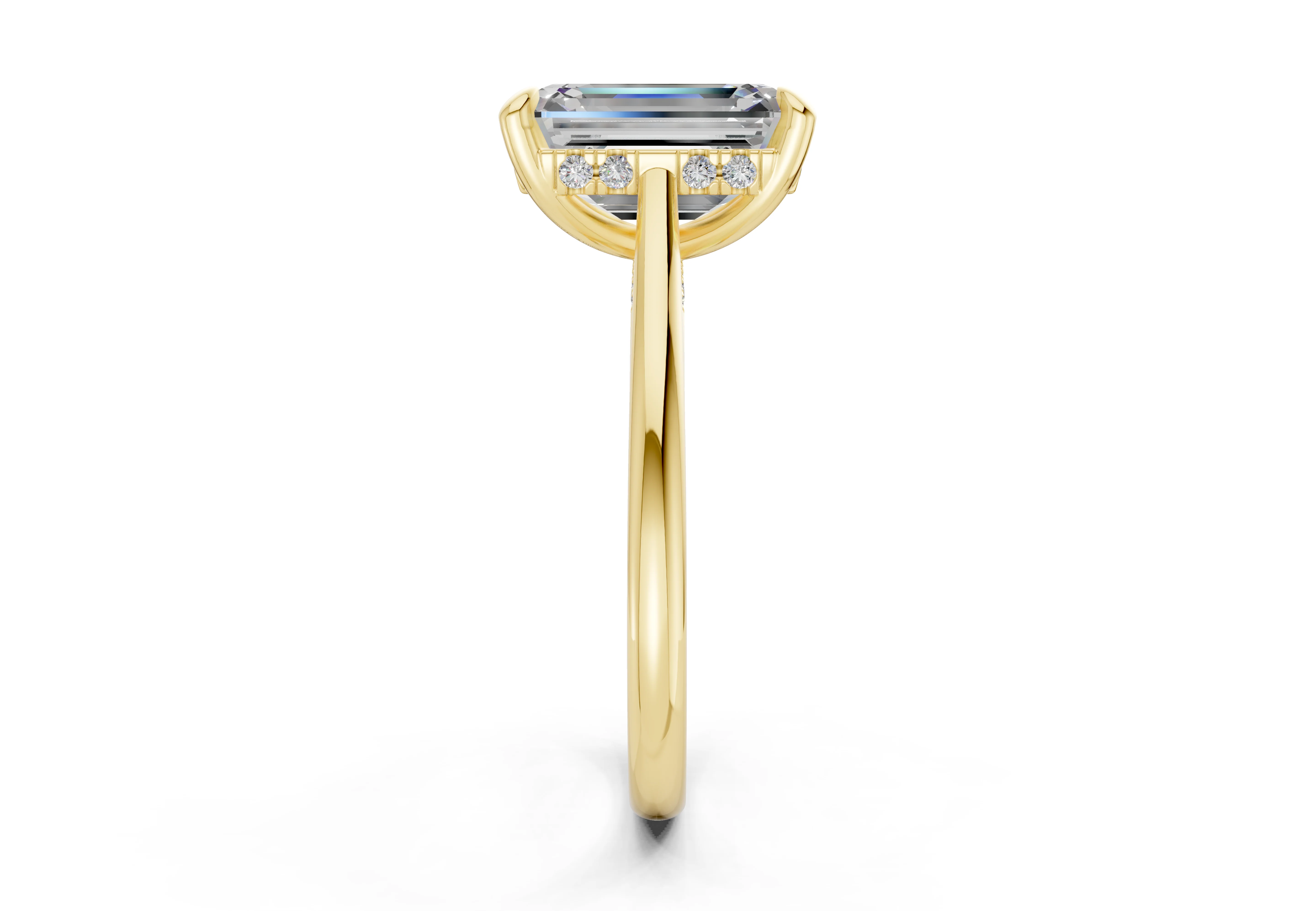 Piper Diamond Solitaire Emerald Cut 2.2mm Engagement Ring - Image 3