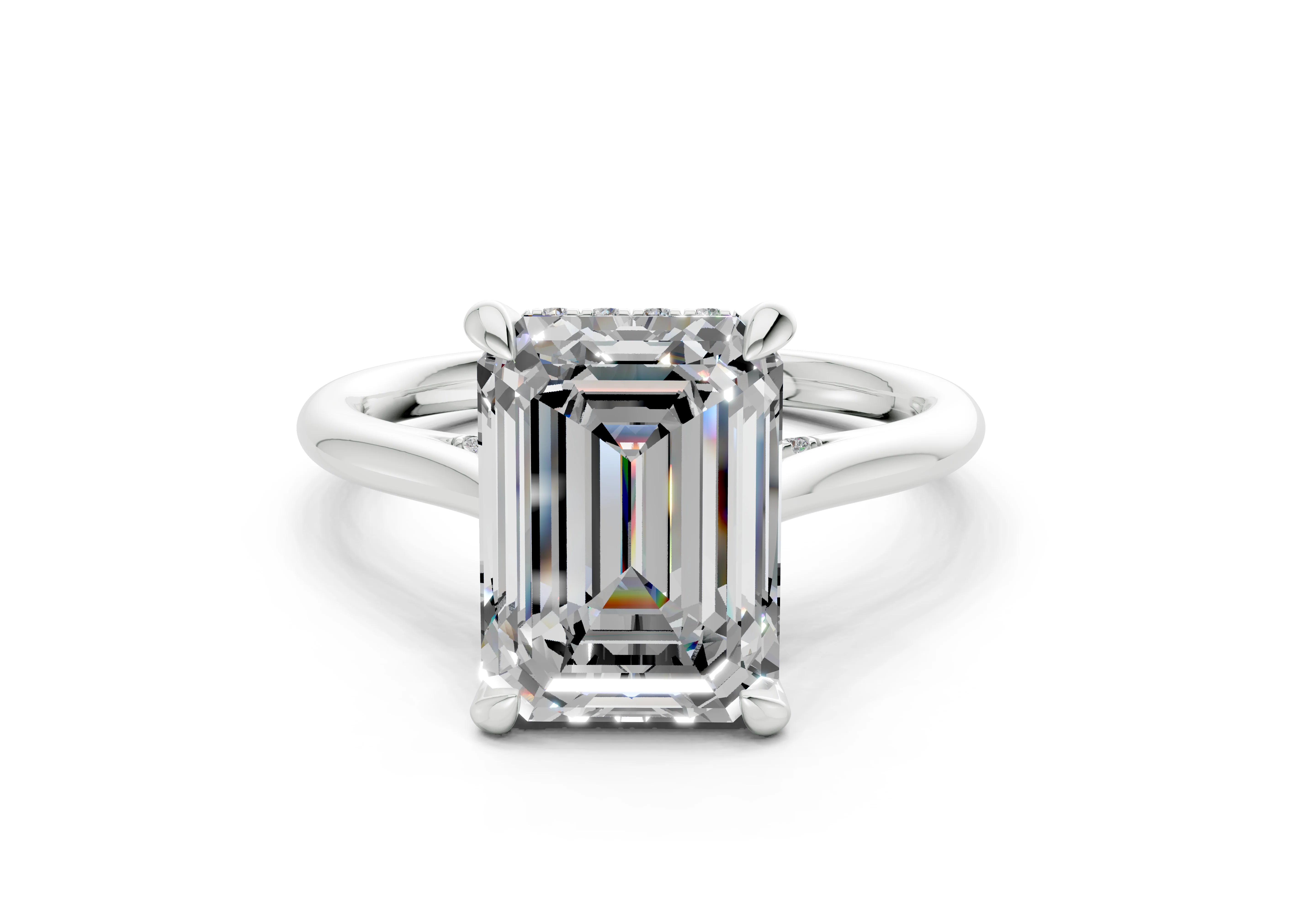 Piper Diamond Solitaire Emerald Cut 2.2mm Engagement Ring - Image 7