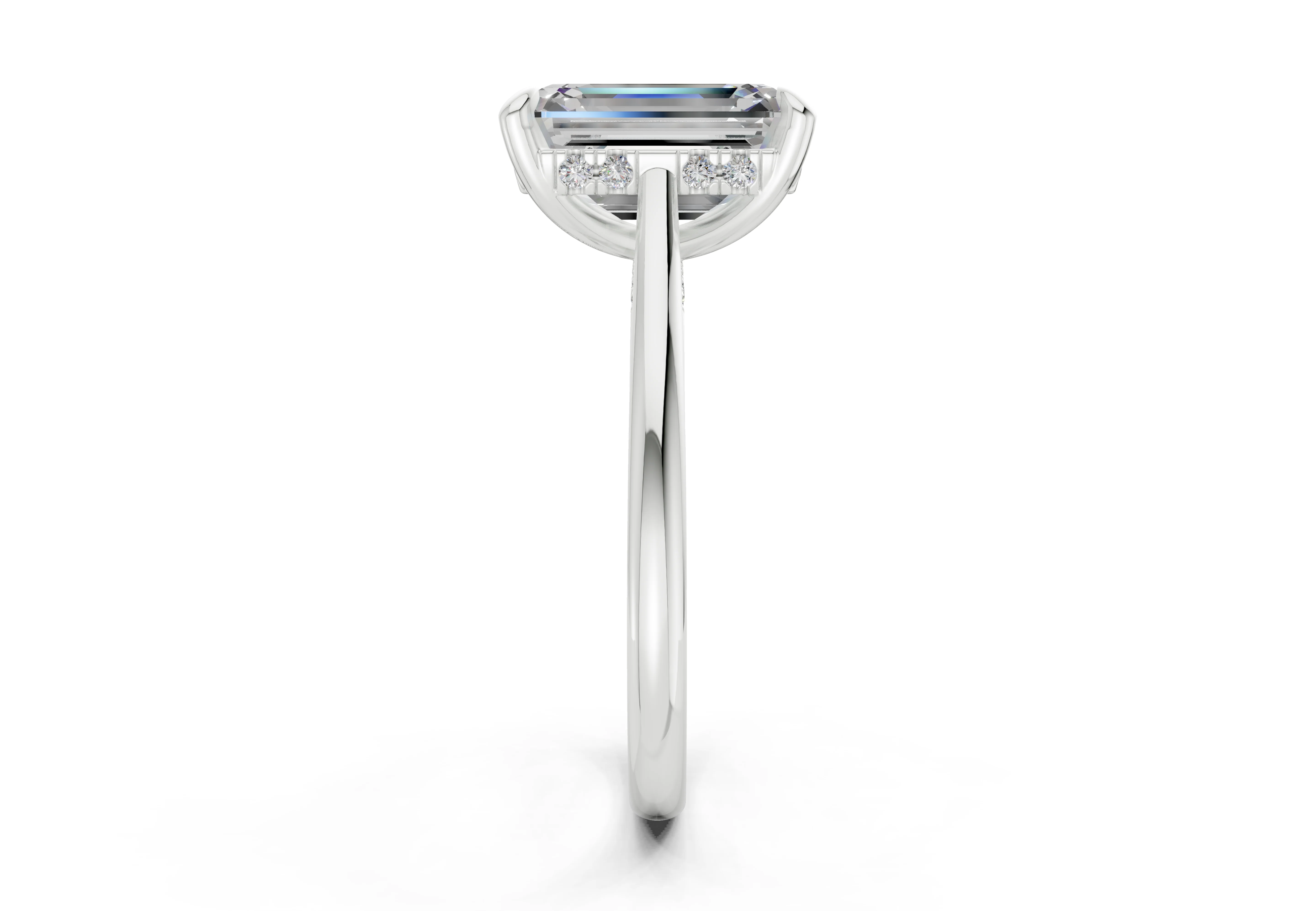Piper Diamond Solitaire Emerald Cut 2.2mm Engagement Ring - Image 9