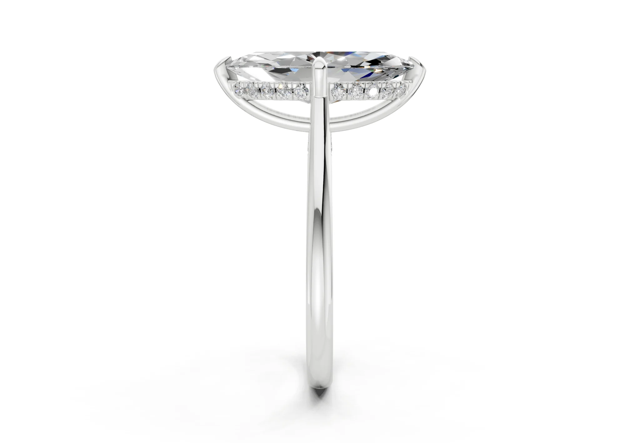Piper Diamond Solitaire Marquise Cut 2.2mm Engagement Ring - Image 9