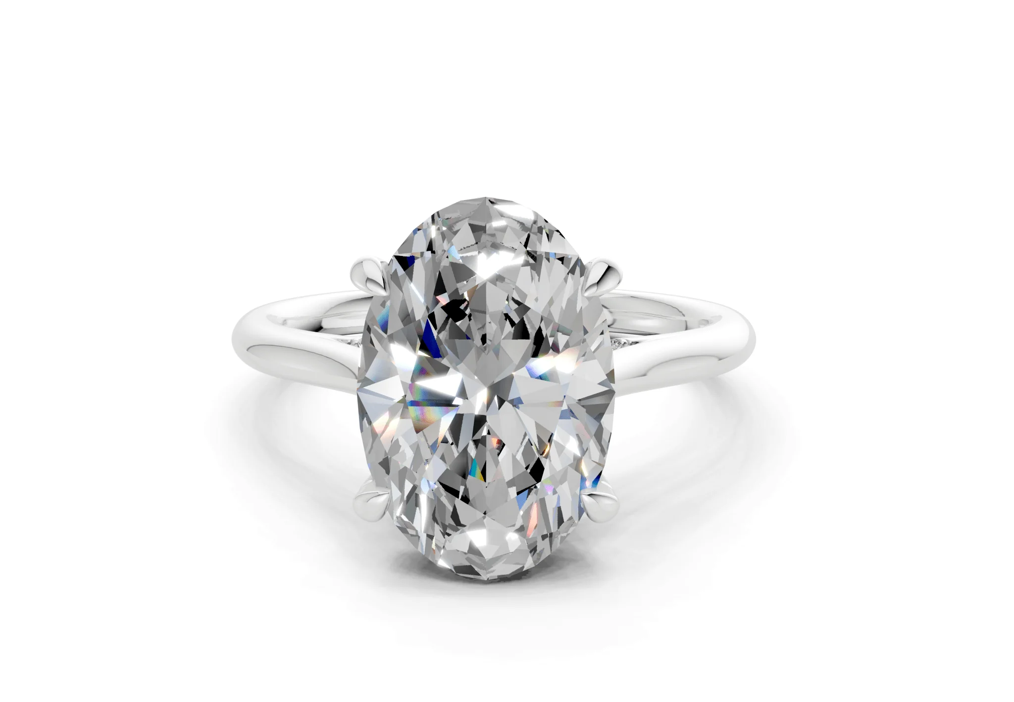 Piper Diamond Solitaire Oval Cut 2mm Engagement Ring - Image 7