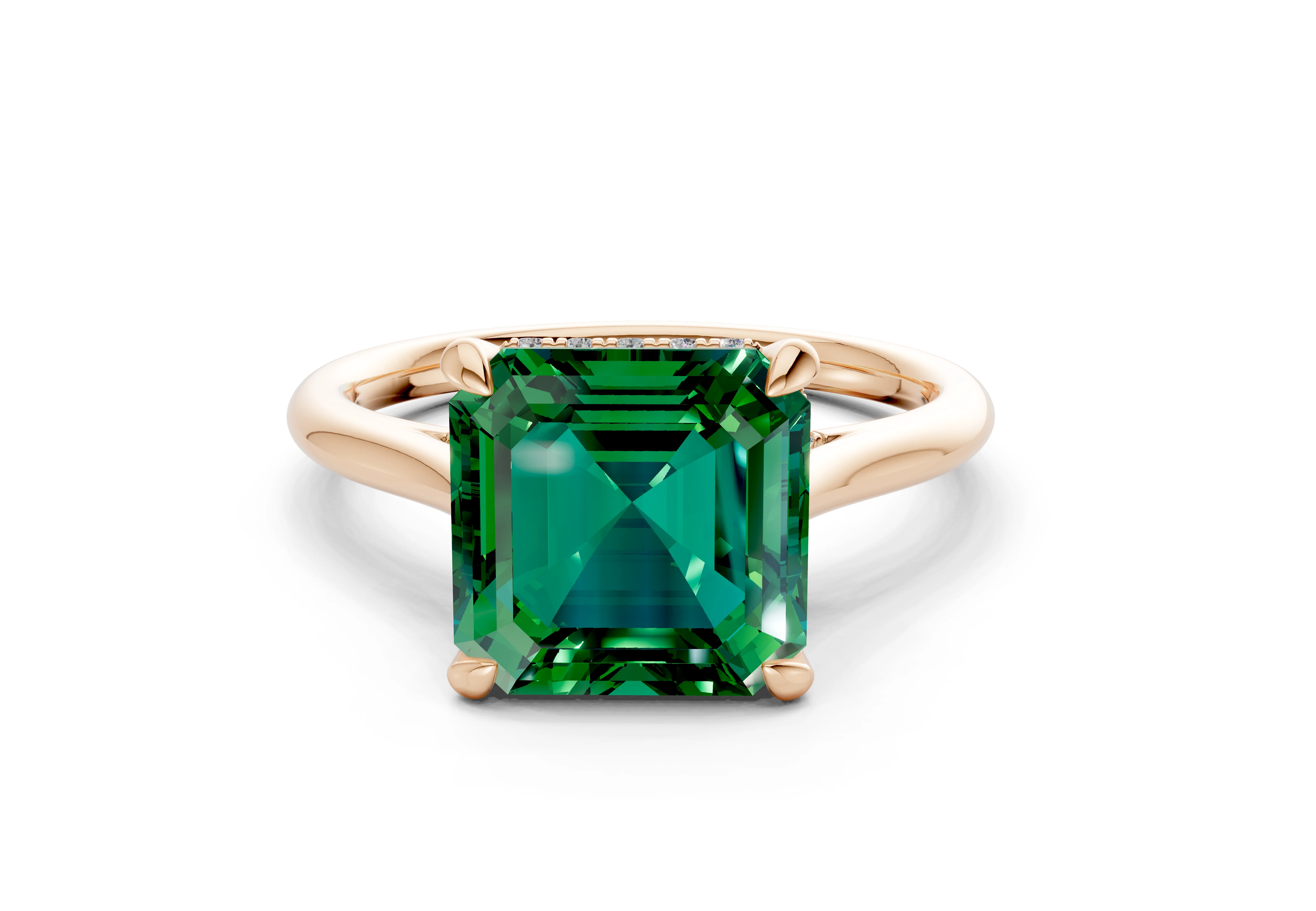 Piper Emerald Gemstone Solitaire Asscher Cut 2.3mm Engagement Ring - Image 4