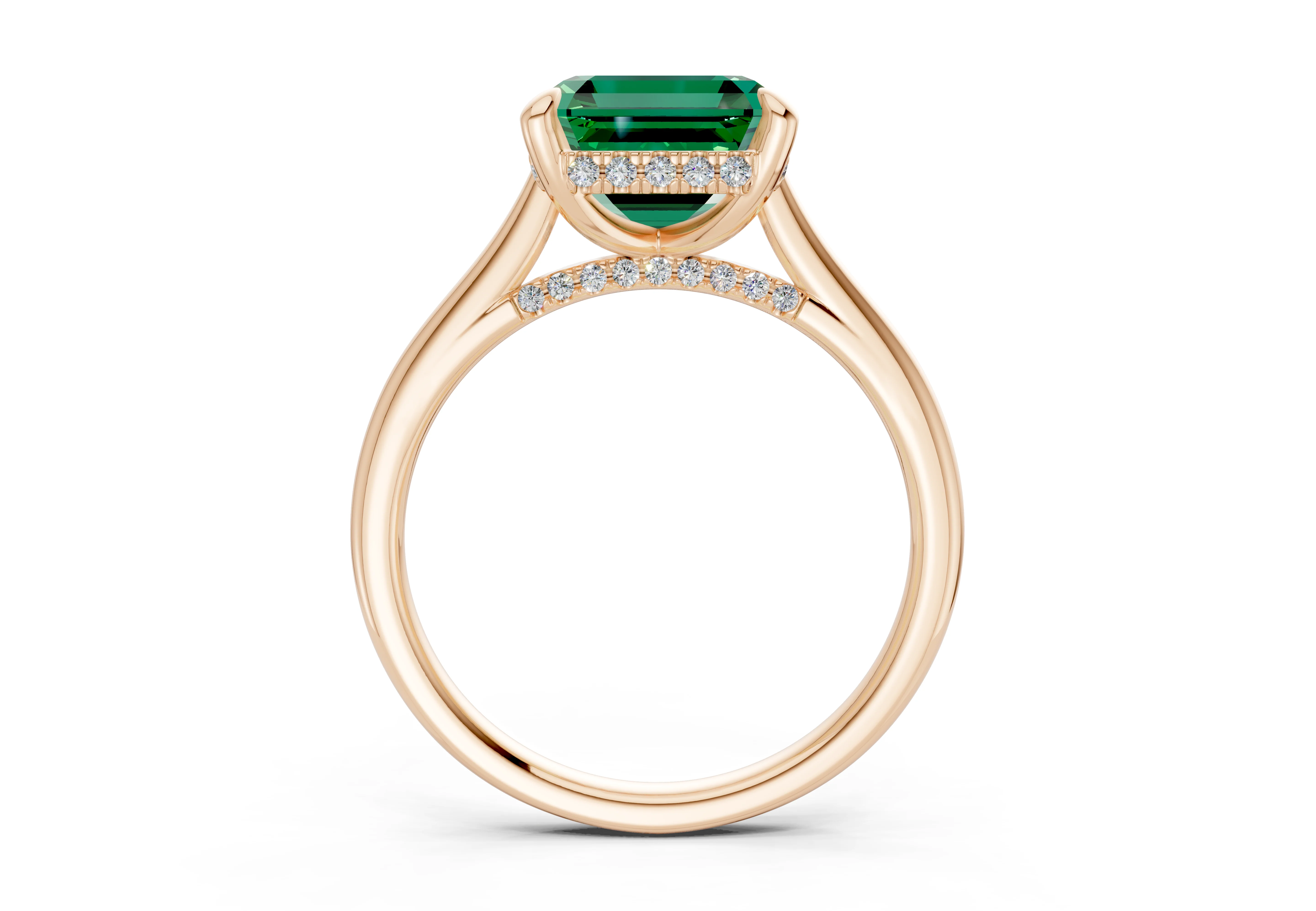 Piper Emerald Gemstone Solitaire Asscher Cut 2.3mm Engagement Ring - Image 5