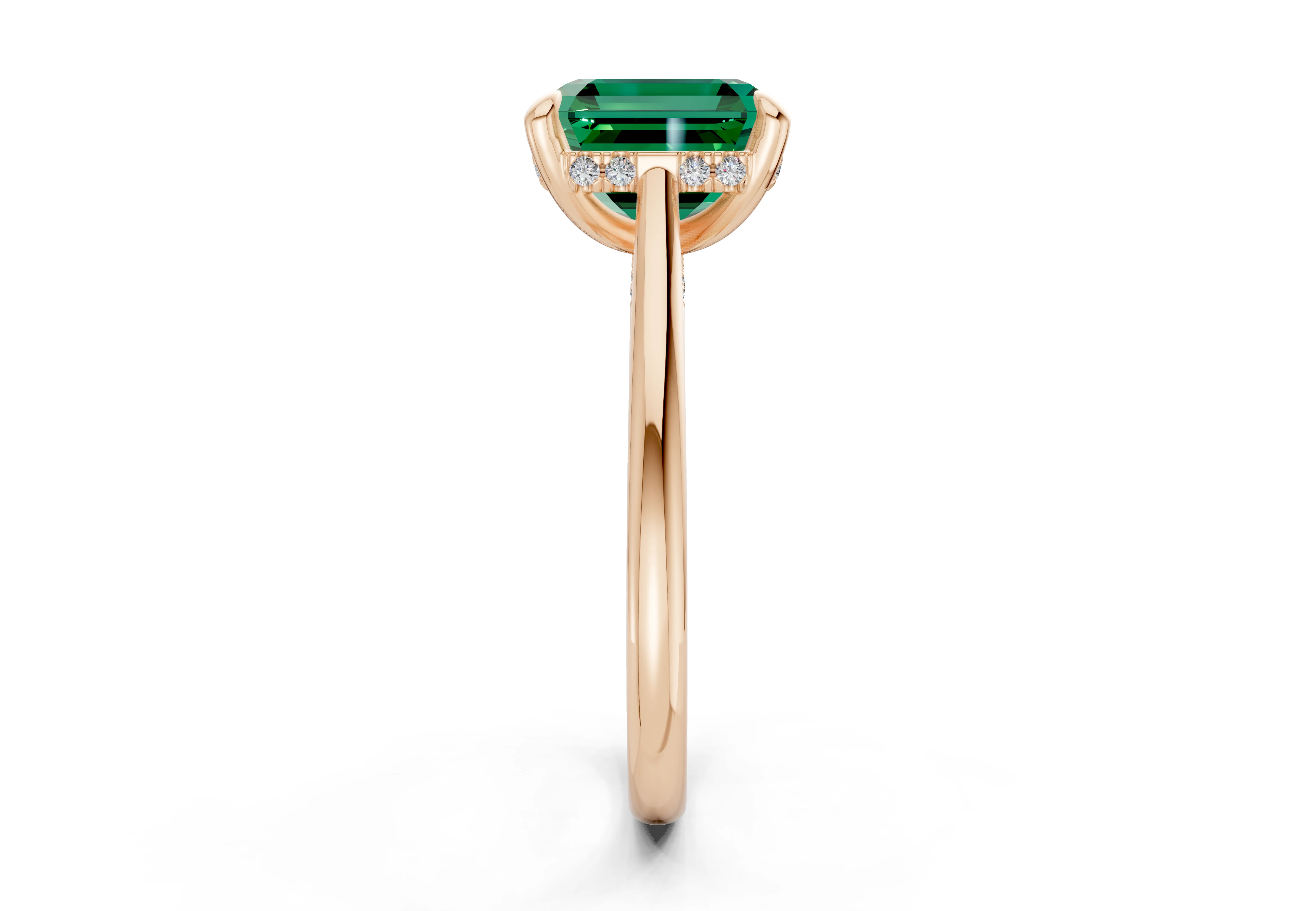 Piper Emerald Gemstone Solitaire Asscher Cut 2.3mm Engagement Ring - Image 6