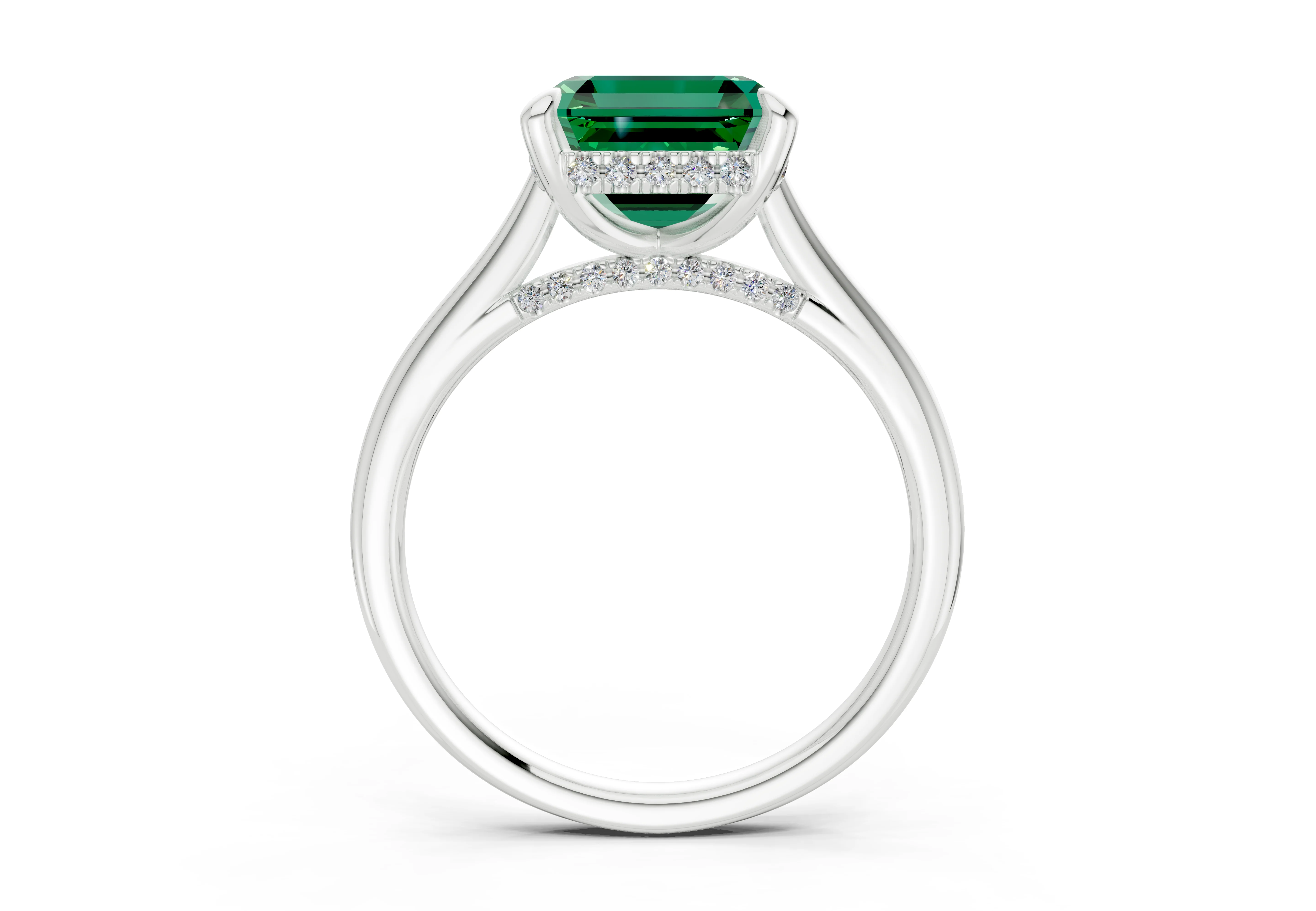 Piper Emerald Gemstone Solitaire Asscher Cut 2.3mm Engagement Ring - Image 8