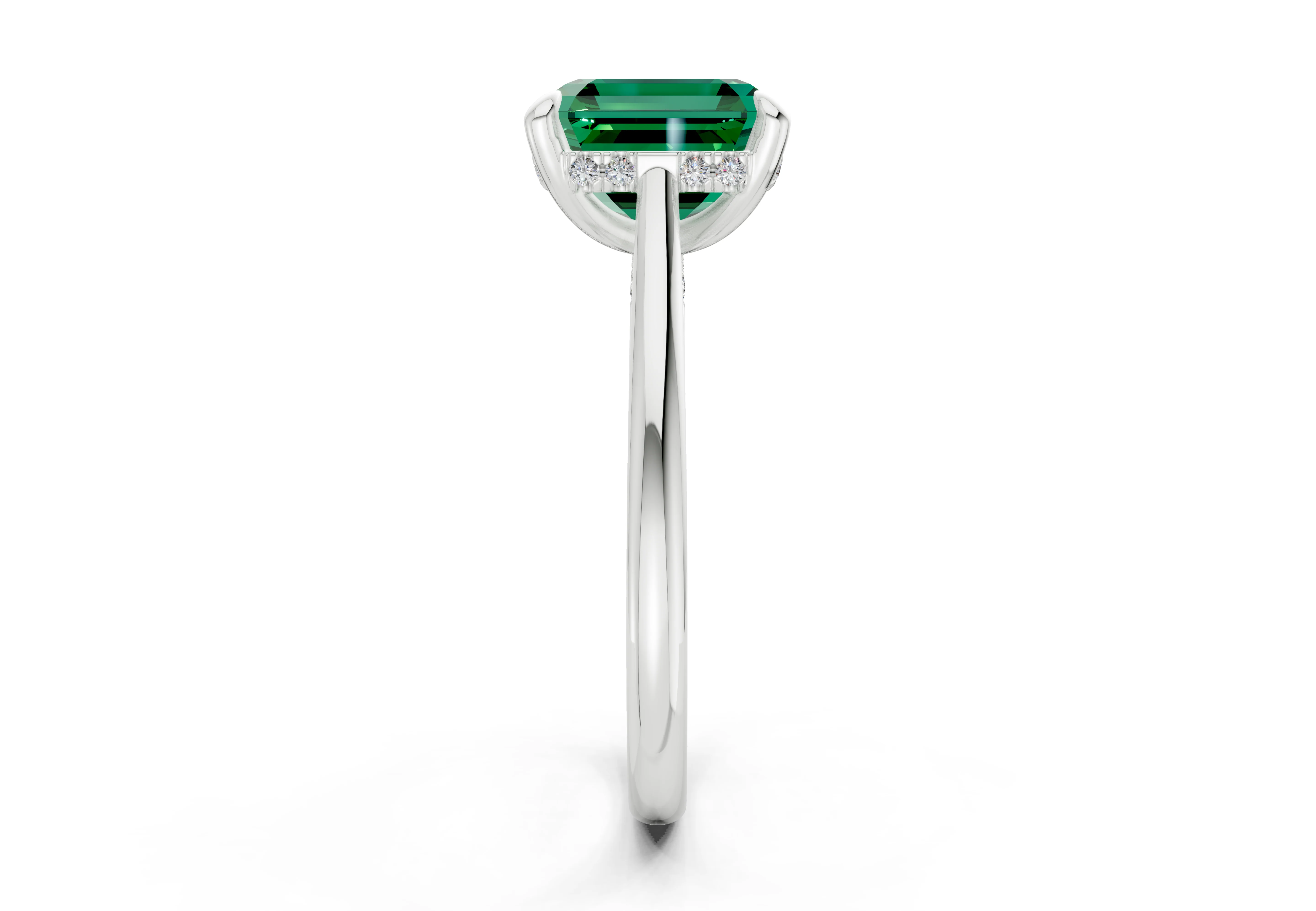 Piper Emerald Gemstone Solitaire Asscher Cut 2.3mm Engagement Ring - Image 9