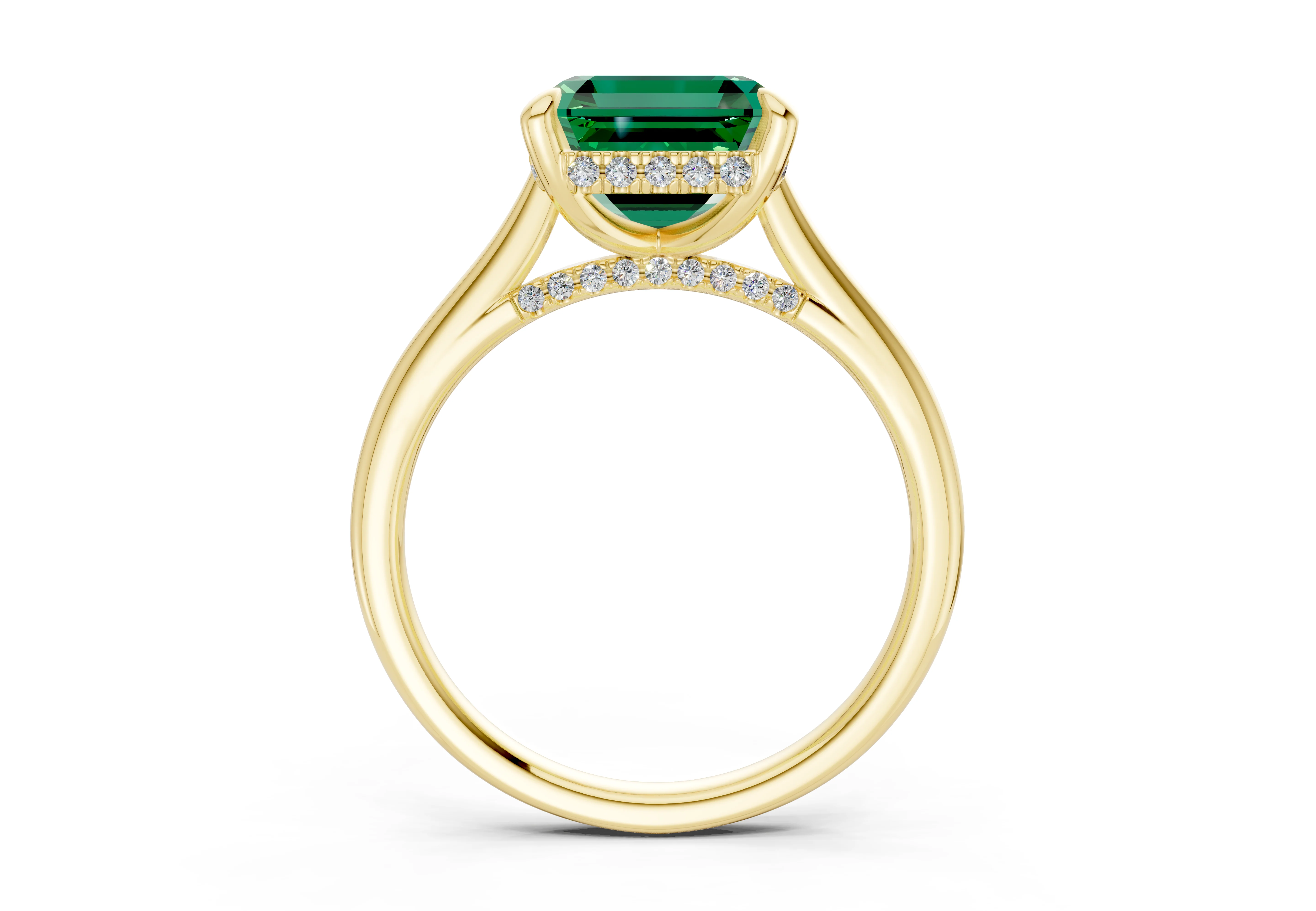 Piper Emerald Gemstone Solitaire Asscher Cut 2mm Engagement Ring - Image 2