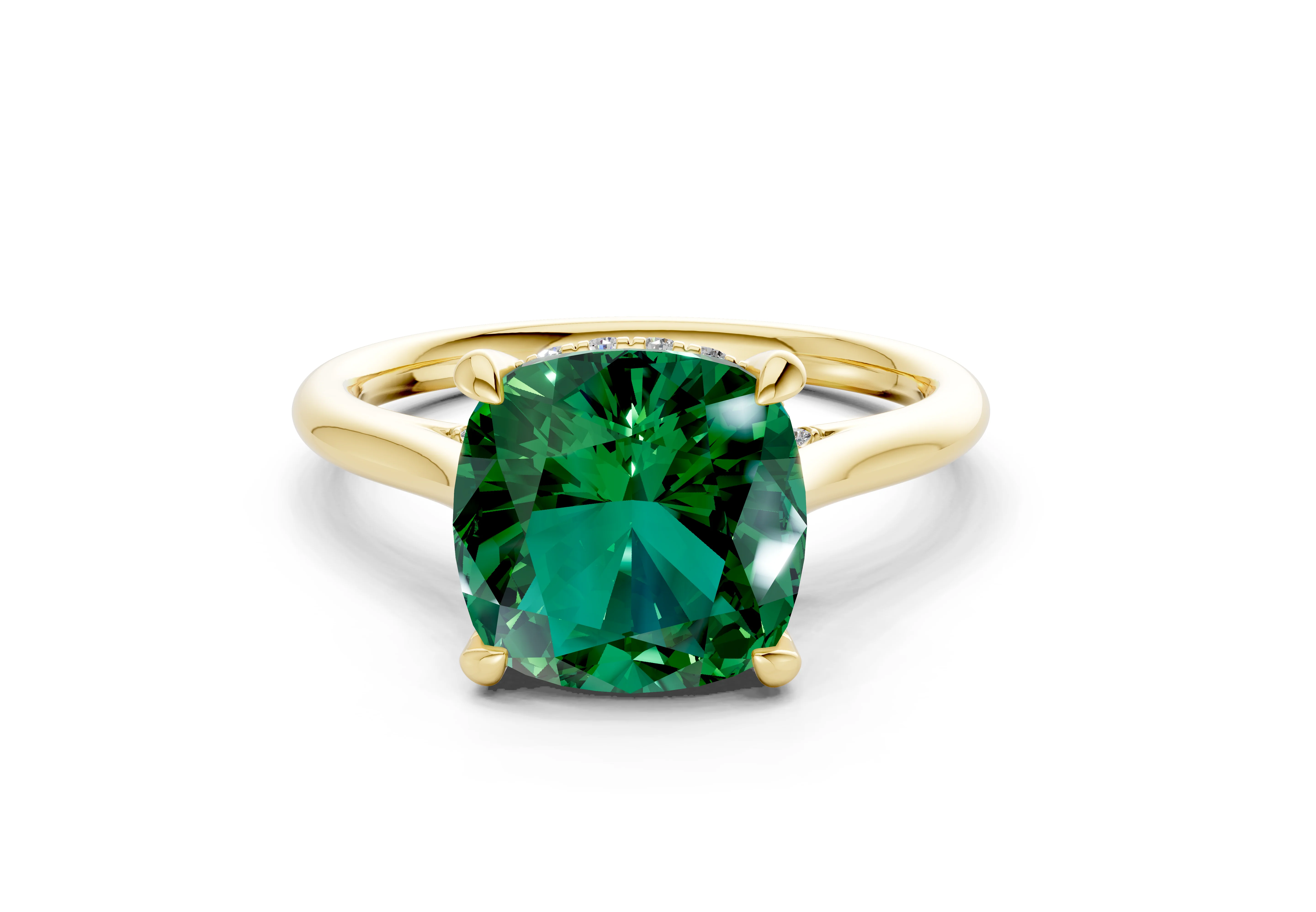 Piper Emerald Gemstone Solitaire Cushion Squareuare Cut 1.8mm Engagement Ring