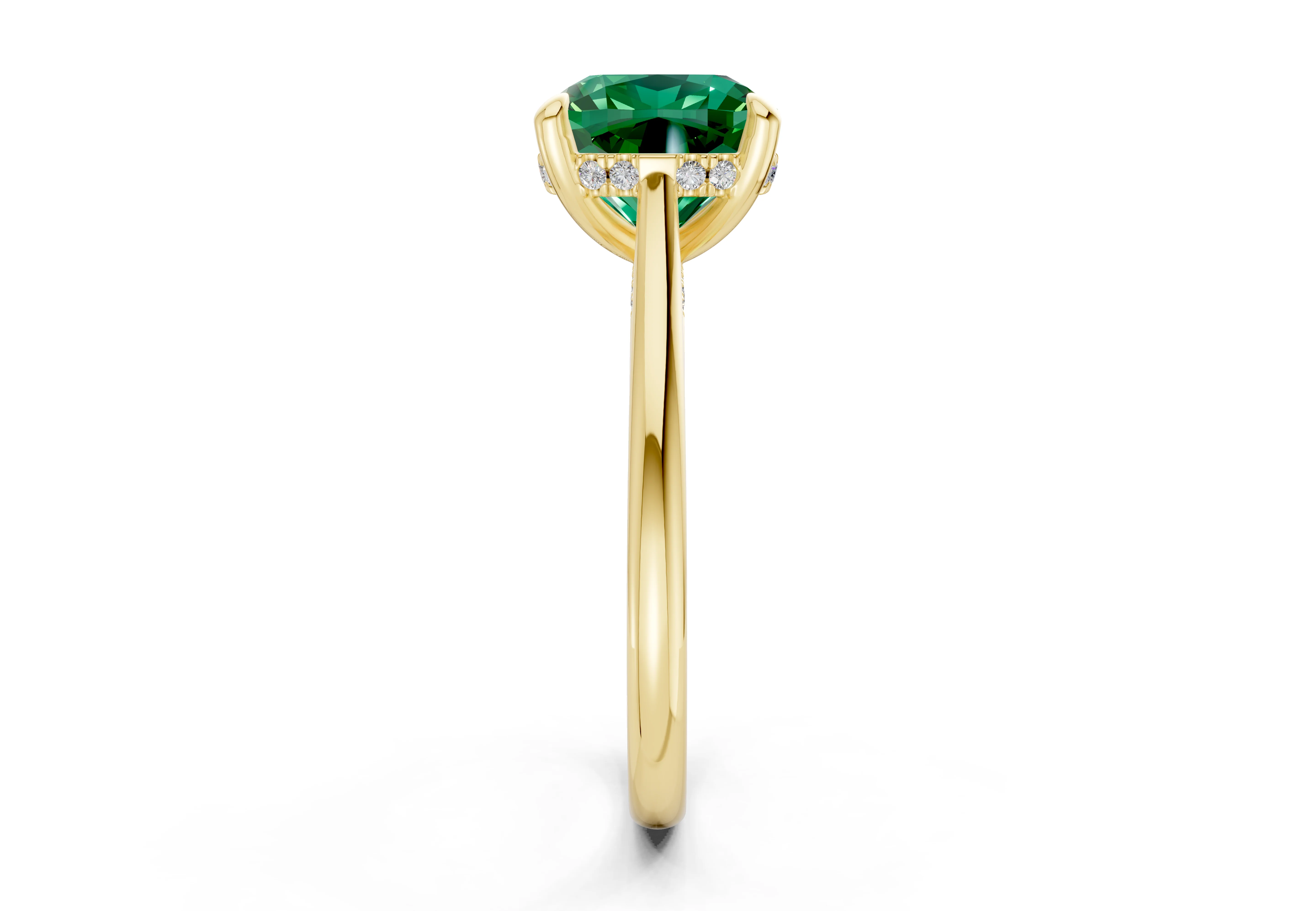 Piper Emerald Gemstone Solitaire Cushion Squareuare Cut 1.8mm Engagement Ring - Image 3