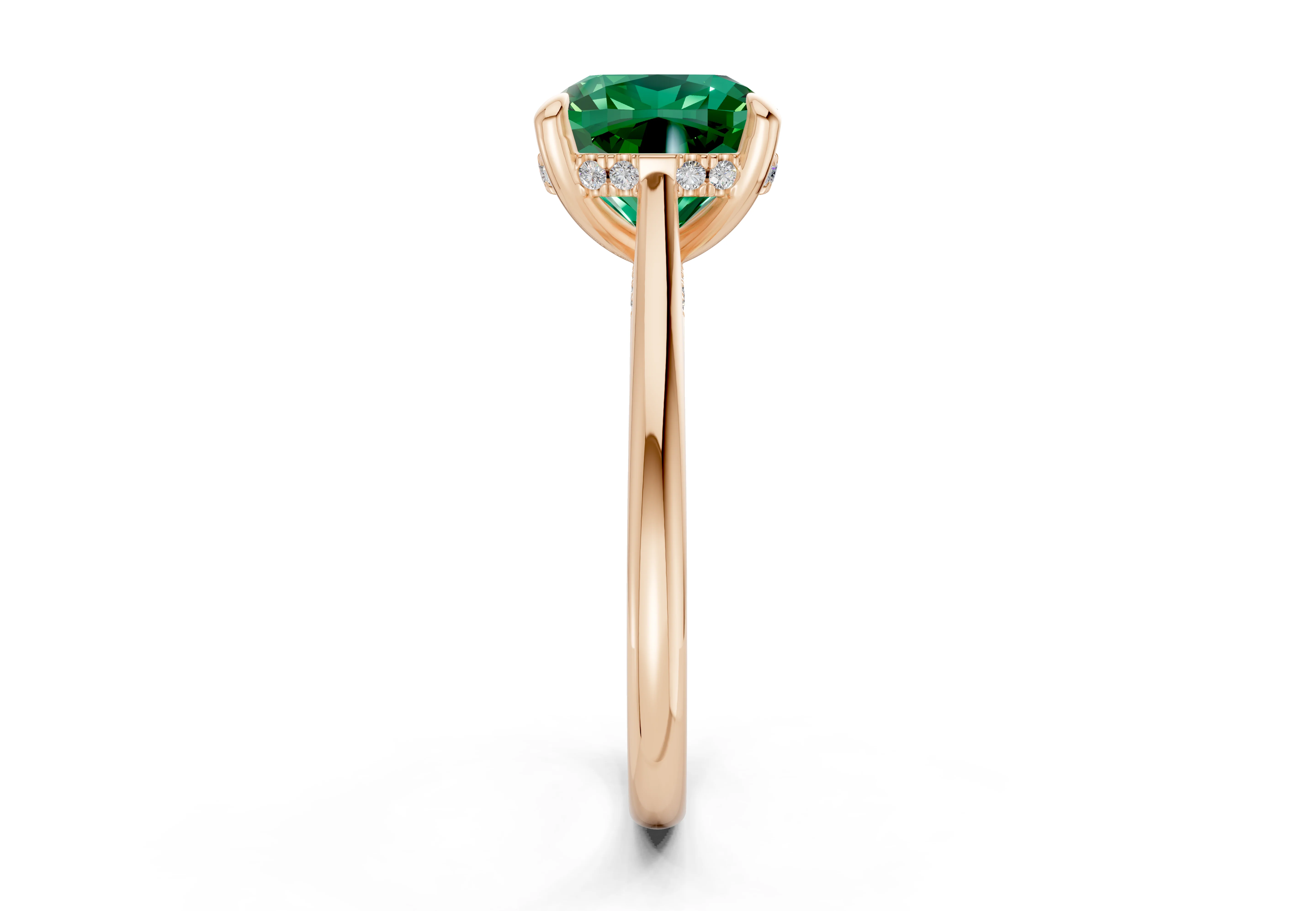 Piper Emerald Gemstone Solitaire Cushion Squareuare Cut 1.8mm Engagement Ring - Image 6