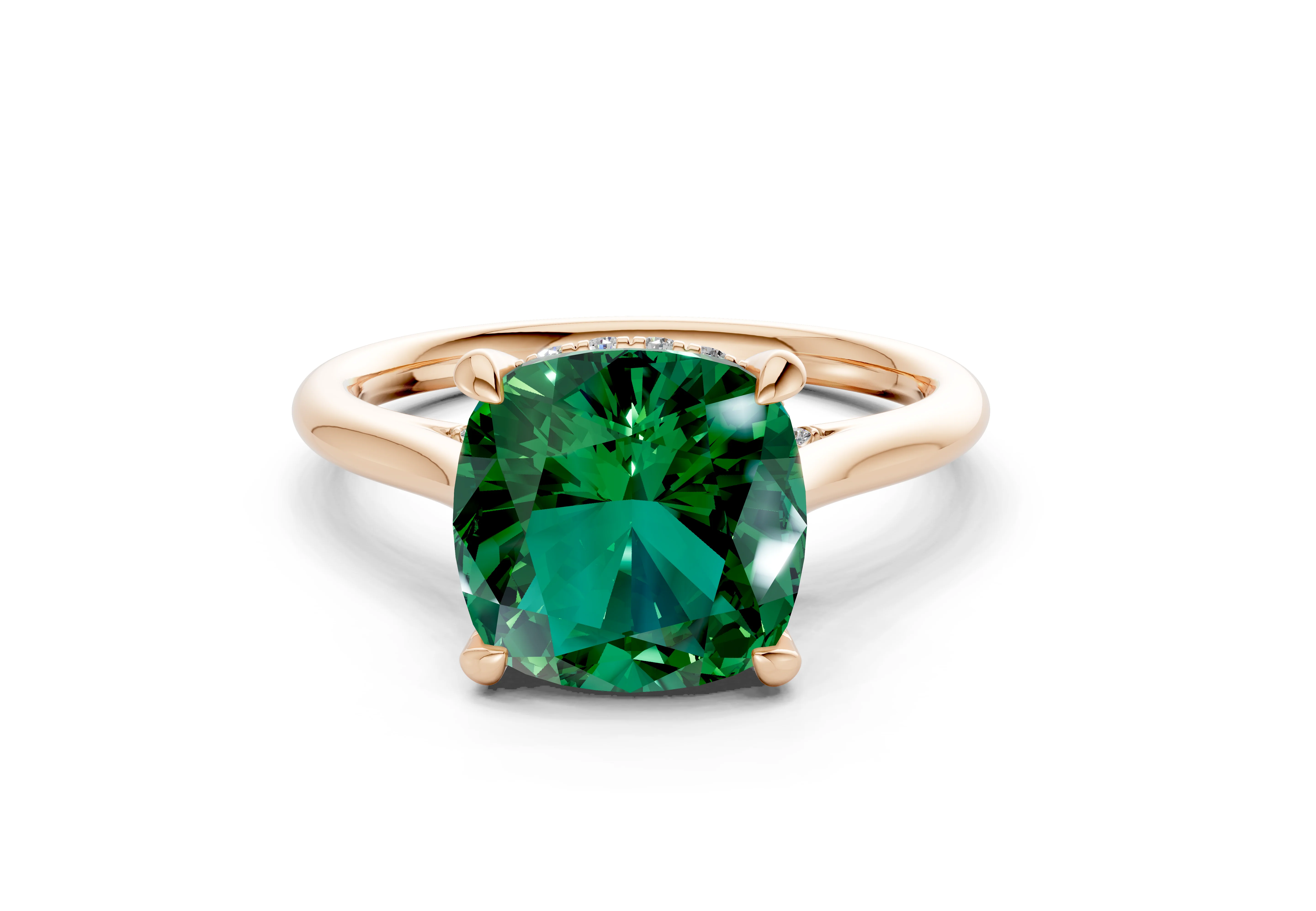 Piper Emerald Gemstone Solitaire Cushion Squareuare Cut 2.3mm Engagement Ring - Image 4