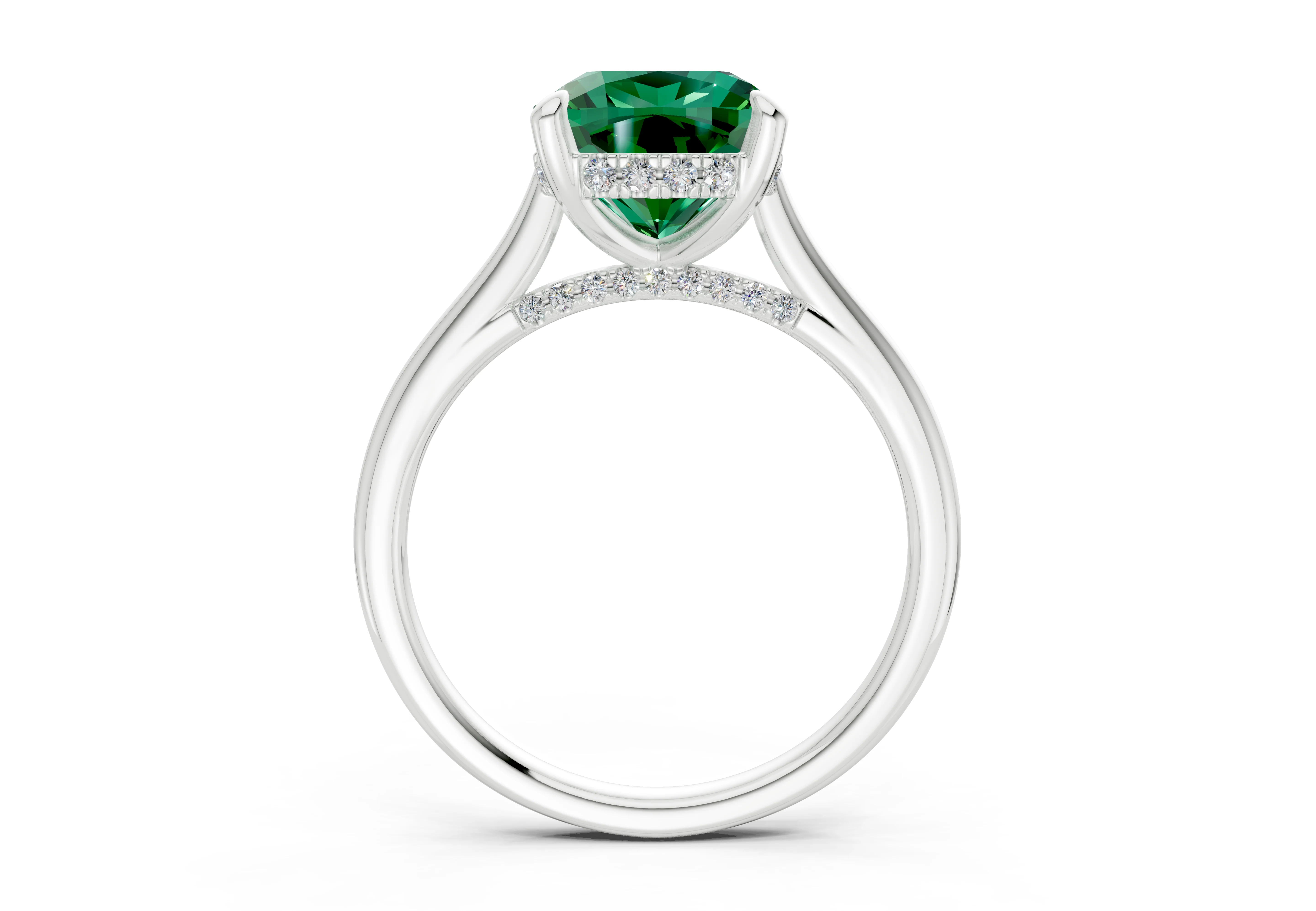 Piper Emerald Gemstone Solitaire Cushion Squareuare Cut 2.3mm Engagement Ring - Image 8