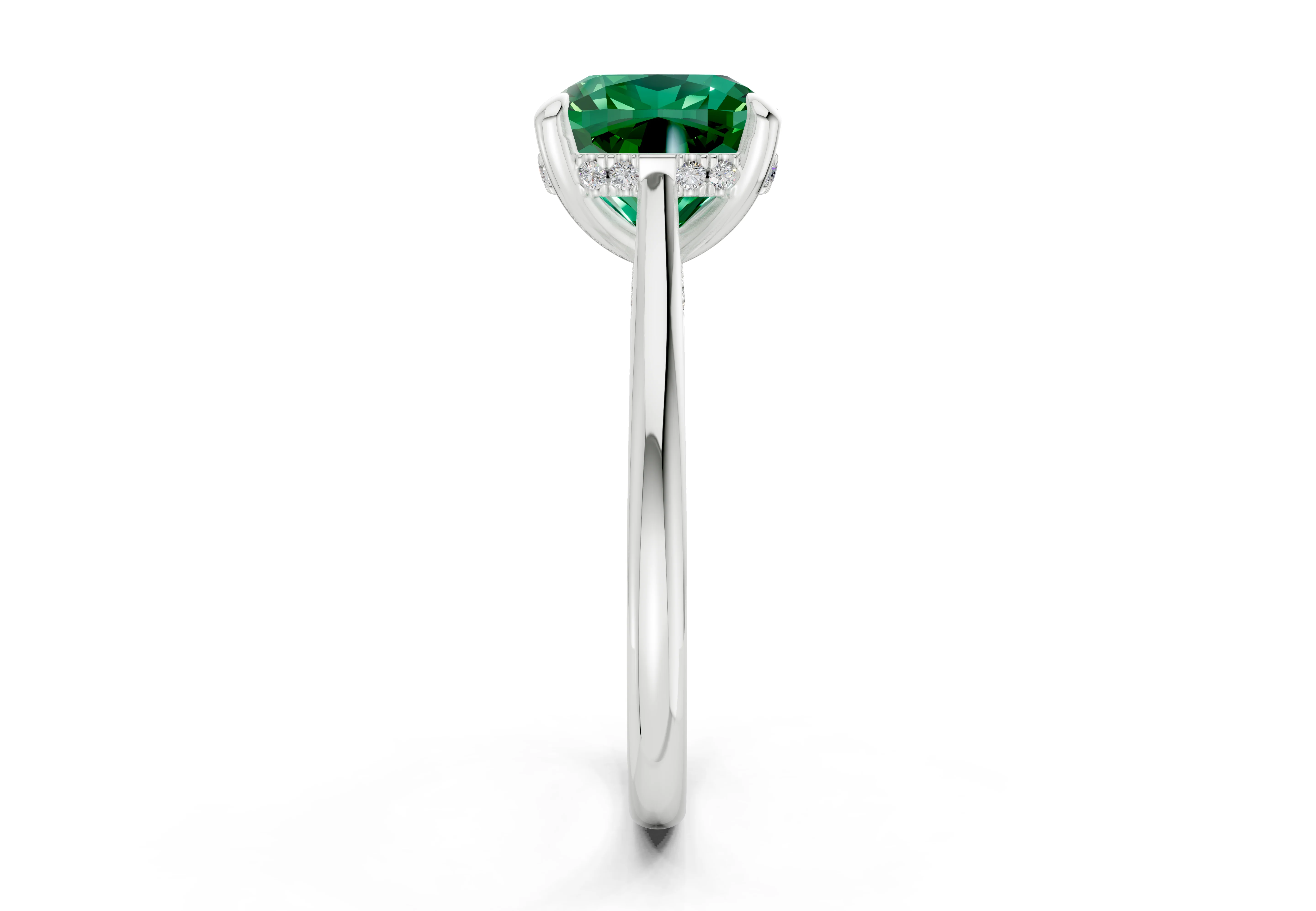 Piper Emerald Gemstone Solitaire Cushion Squareuare Cut 2.3mm Engagement Ring - Image 9