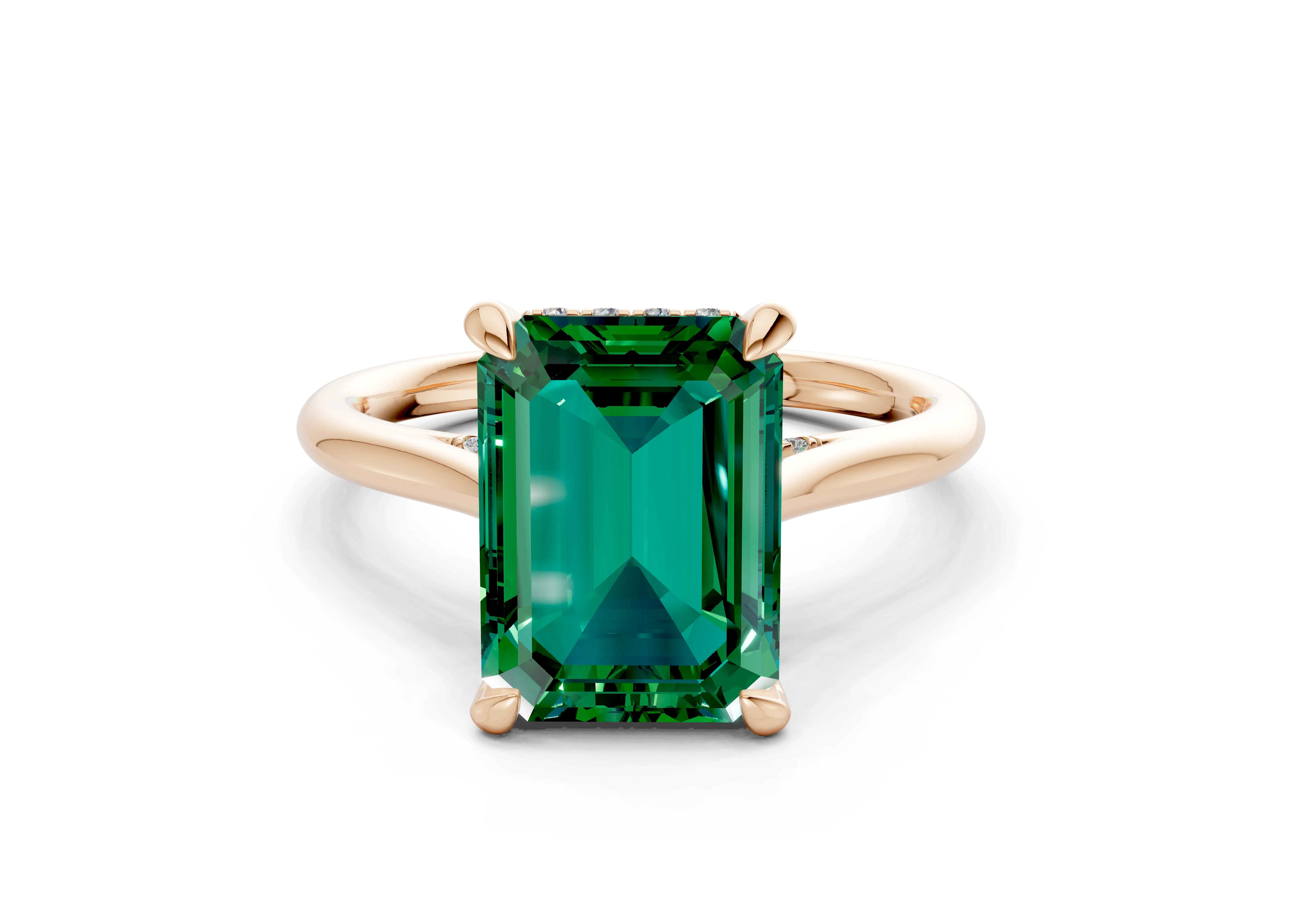 Piper Emerald Gemstone Solitaire Emerald Cut 1.8mm Engagement Ring - Image 4