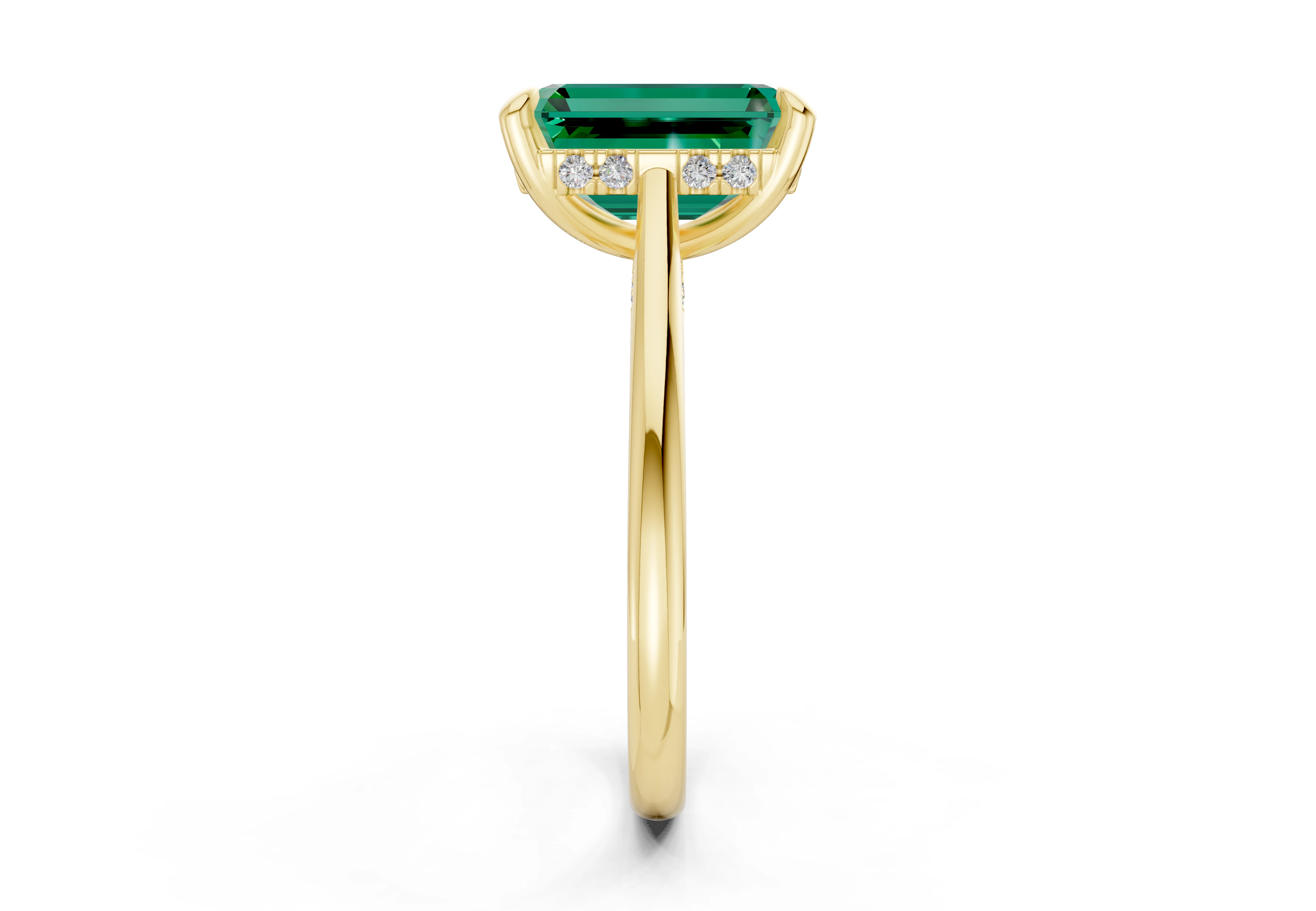 Piper Emerald Gemstone Solitaire Emerald Cut 2.2mm Engagement Ring - Image 3