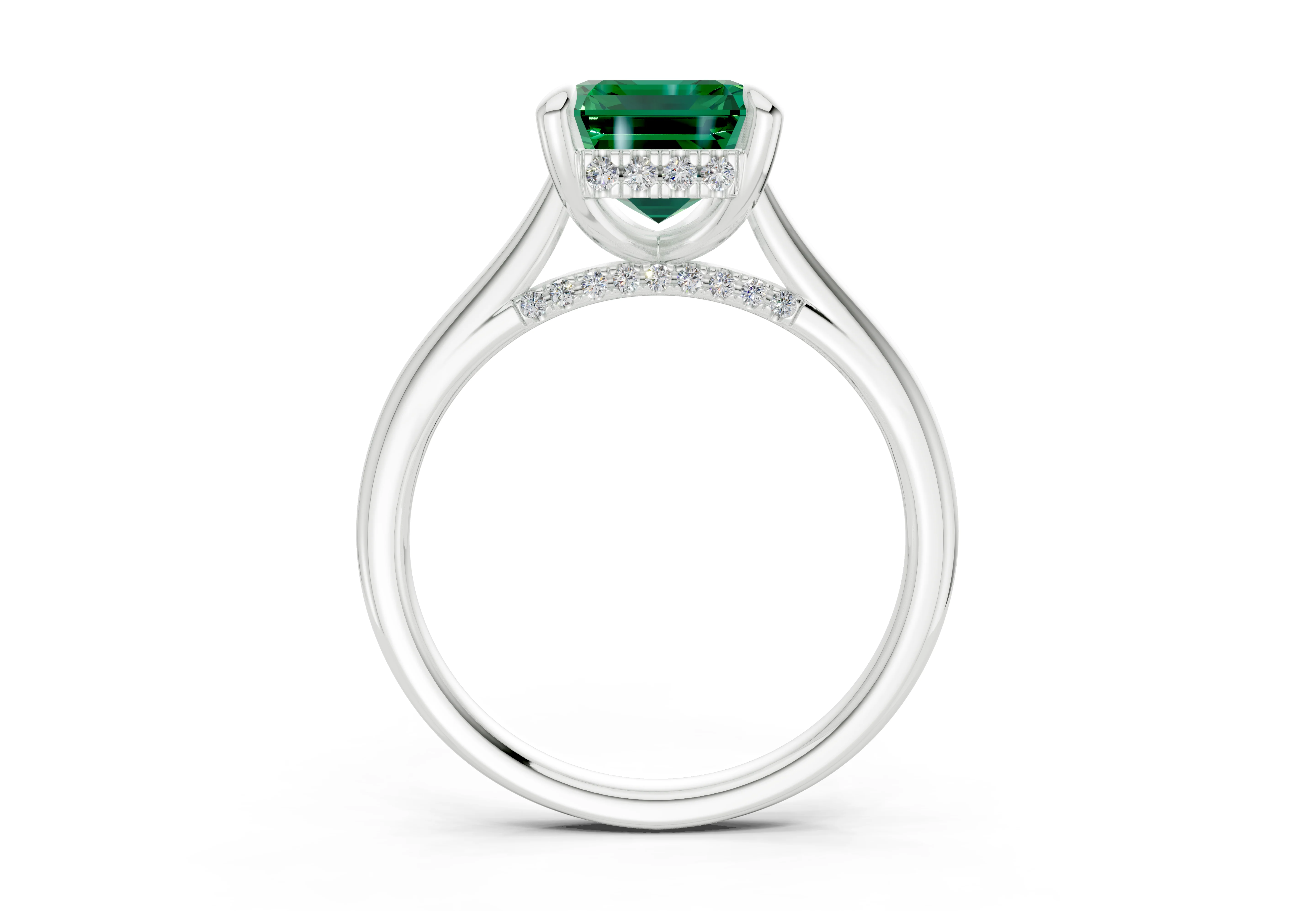 Piper Emerald Gemstone Solitaire Emerald Cut 2.2mm Engagement Ring - Image 8